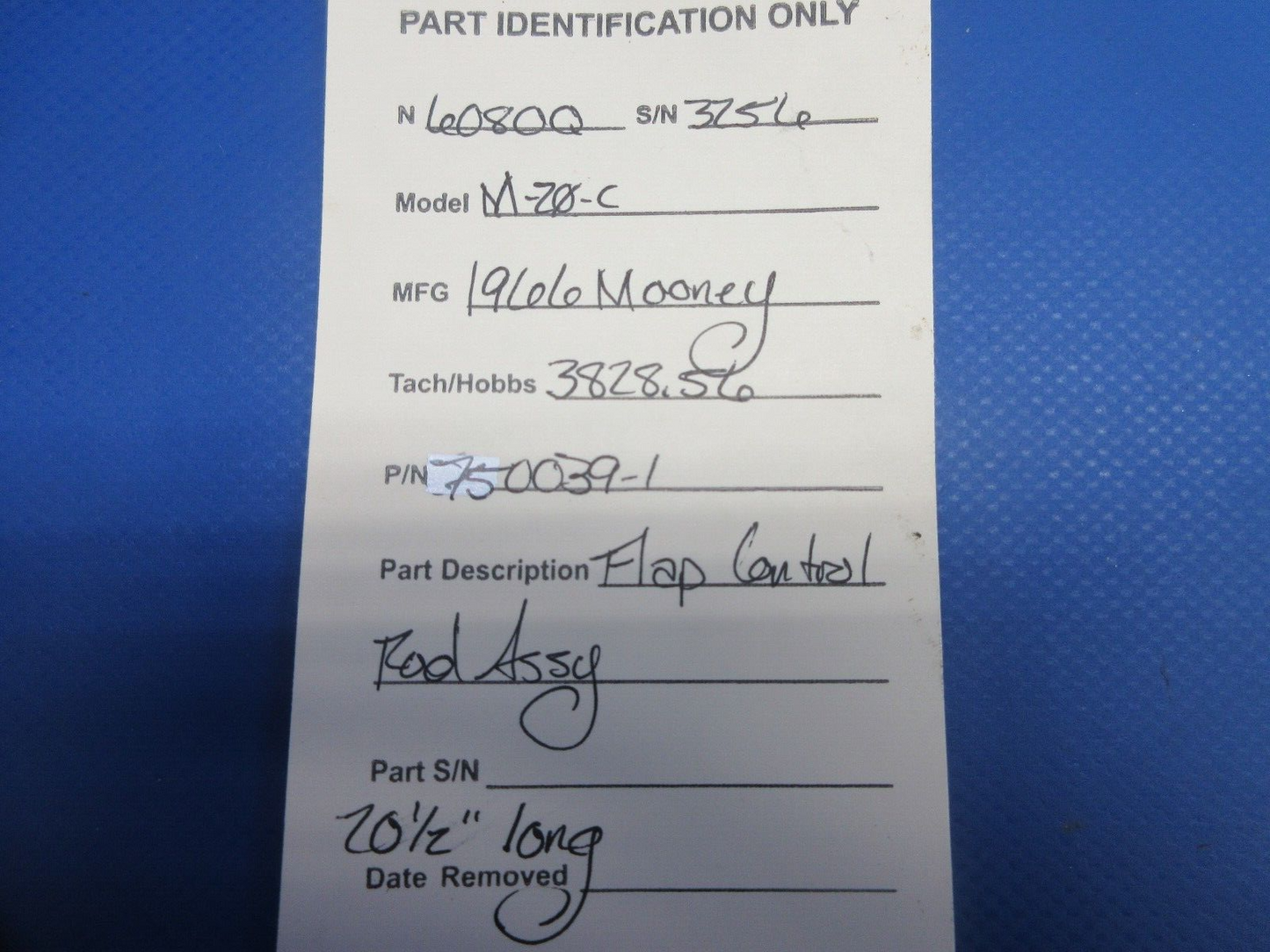 Mooney M20 / M20C Flap Control Rod P/N 750039-1 (1024-2051)