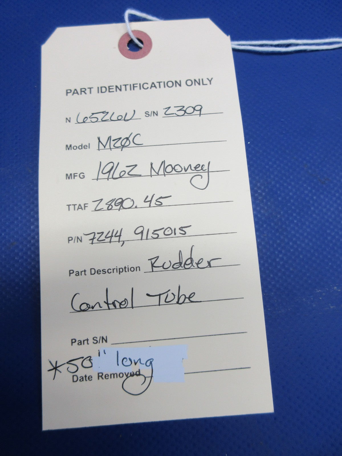 Mooney M20 / M20C Rudder Control Tube P/N 915015 (0426-2016)10