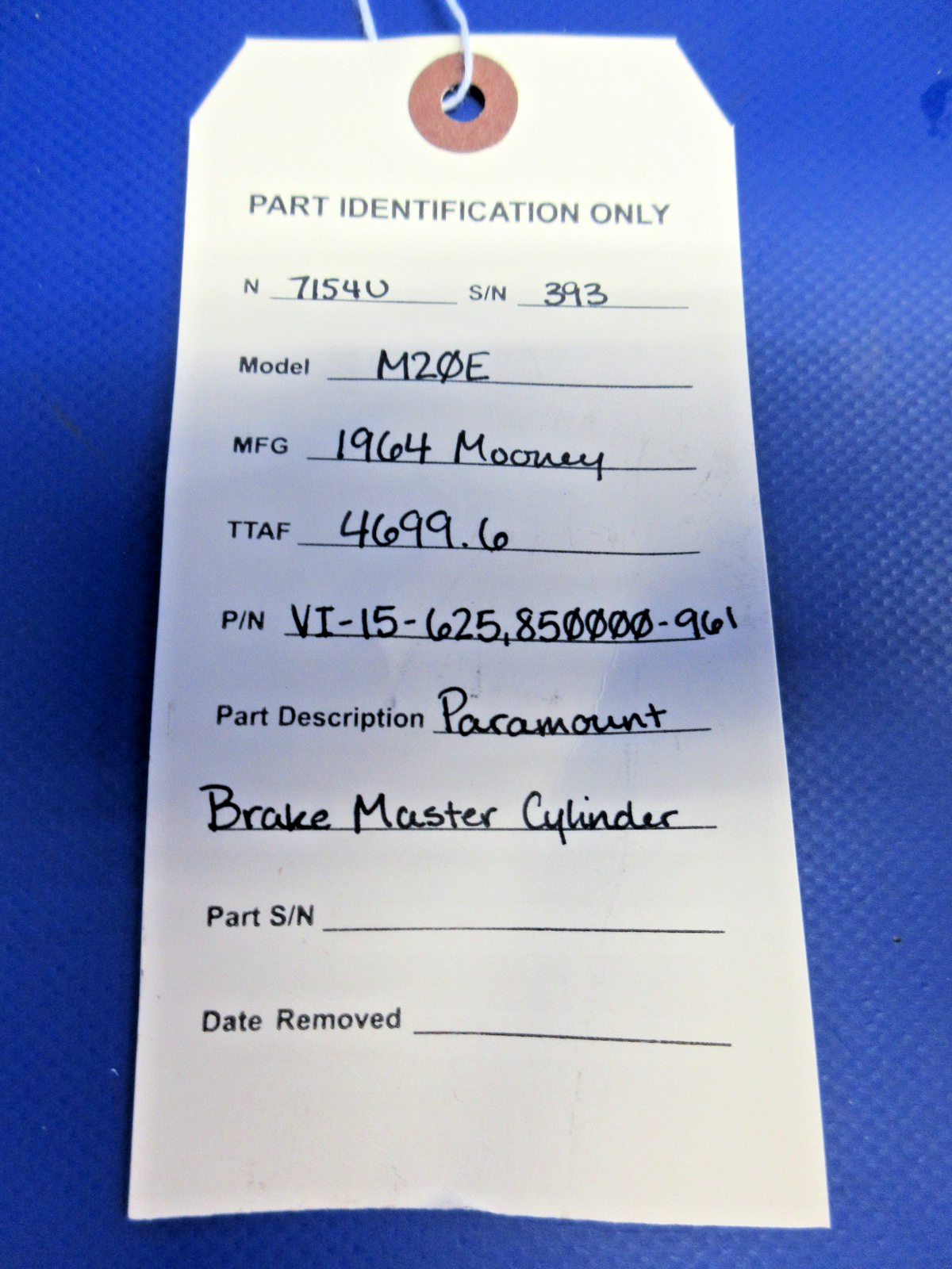 Mooney M20 / M20E Paramount Brake Master Cylinder P/N VI-15-625 (0826-888)10
