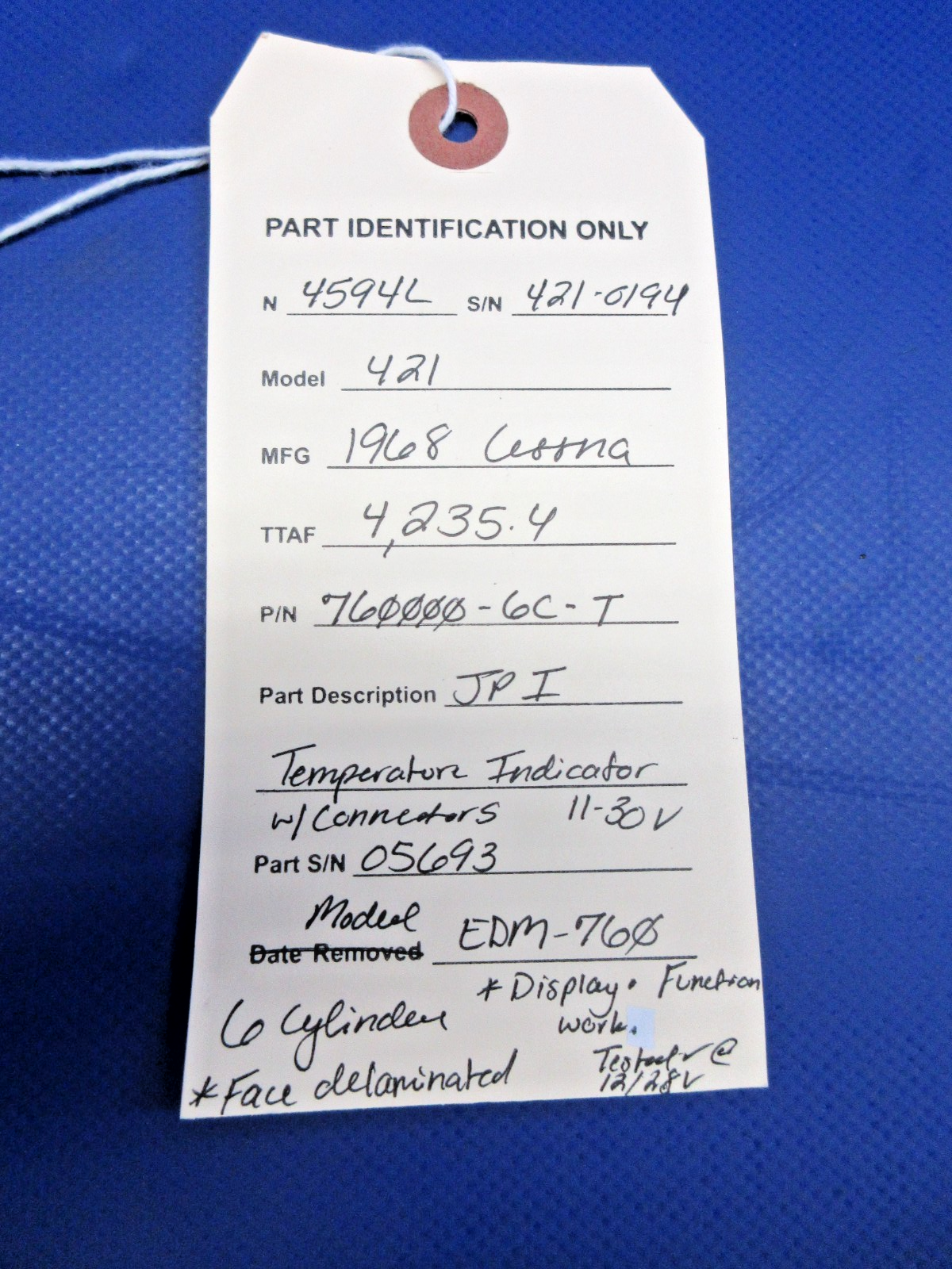 JPI Temperature Indicator w/Connectors 11-30V 760000-6C-T TESTED (0726-711)8