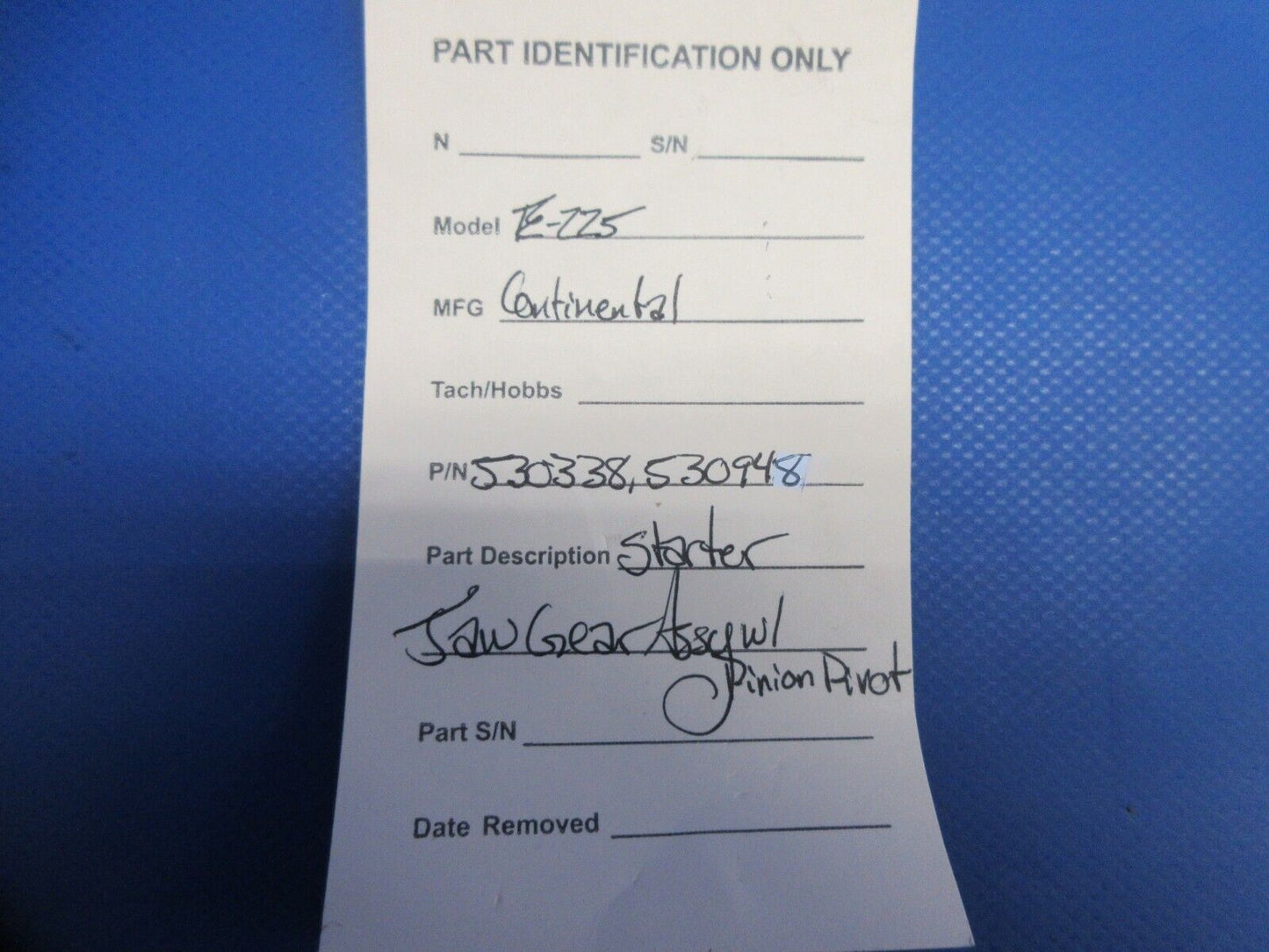Continental E-225 Starter Jaw Gear Assy & Pinion Pivot P/N 530338 (0824-908)