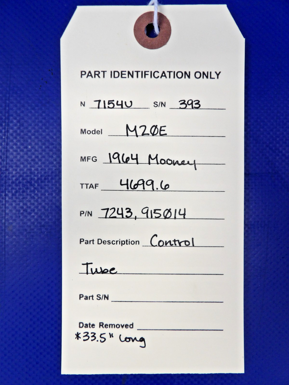Mooney M20 / M20E Control Tube P/N 7243 (0826-1291)7