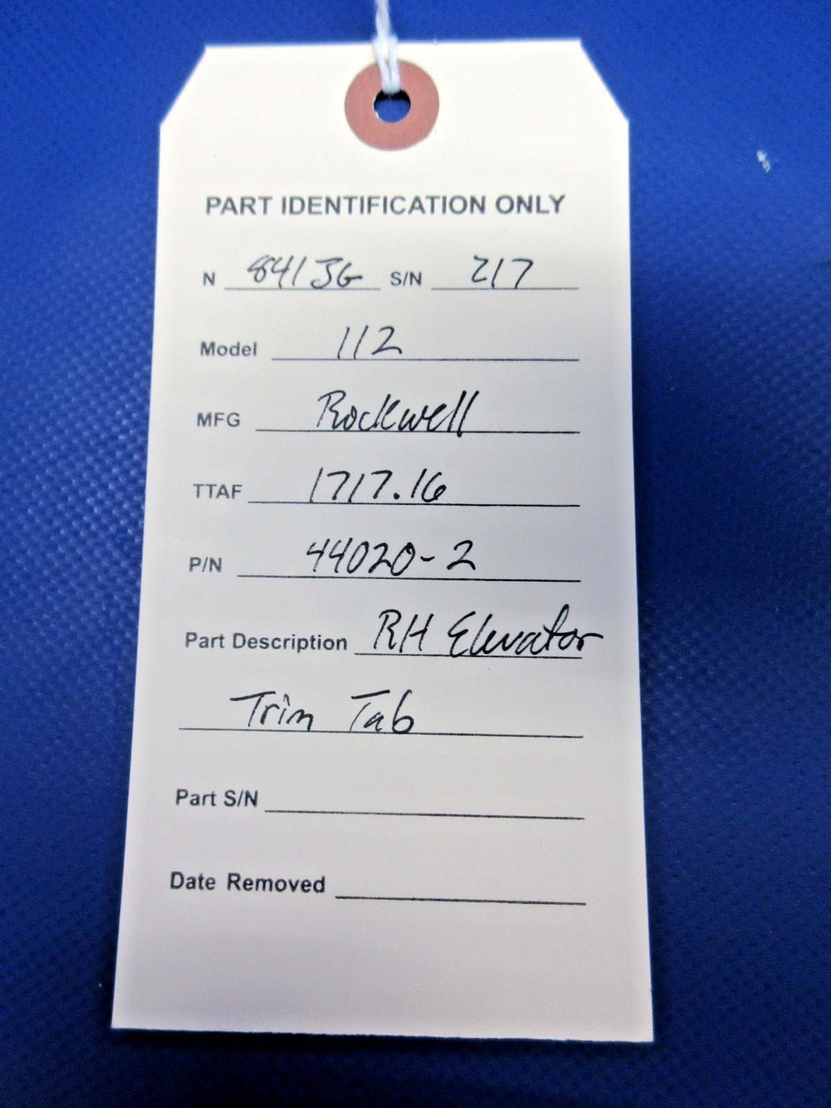 Rockwell Commander 112 RH Elevator Trim Tab P/N 44020-2 (0726-768)11