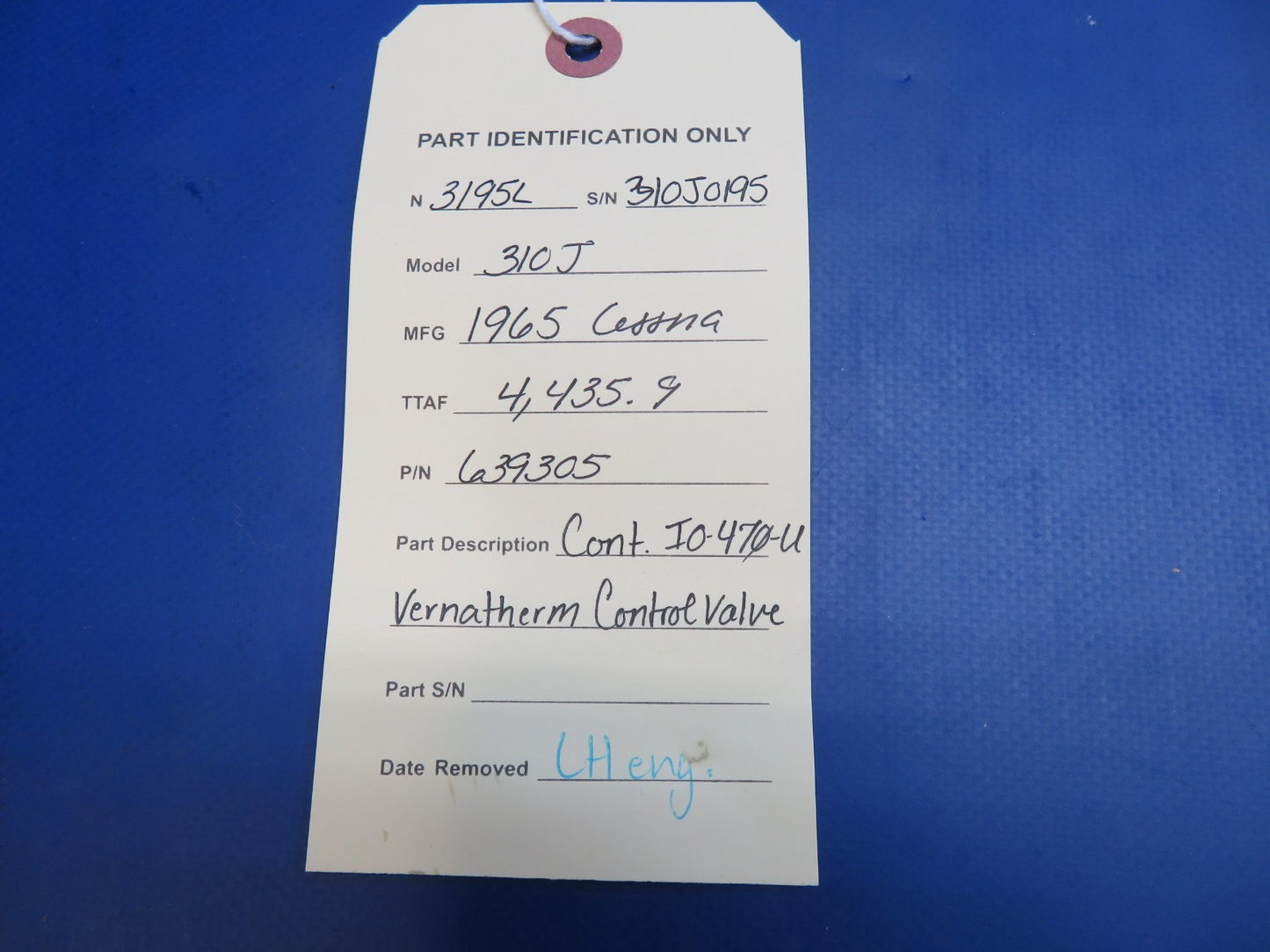 Continental IO-470-U Vernatherm Control Valve P/N 639305 (0326-1754)7