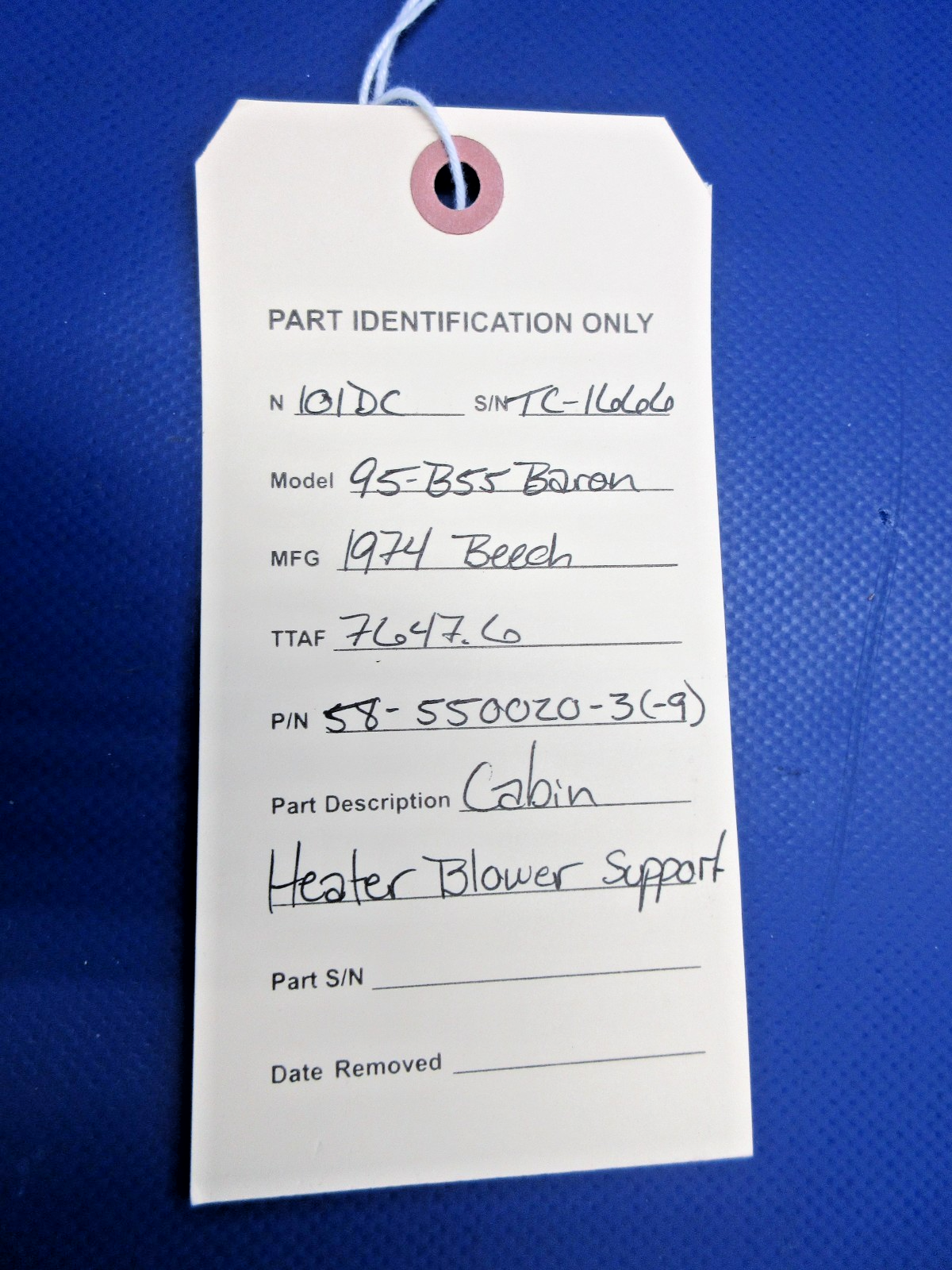Beech 95-B55 Baron Cabin Heater Blower Support P/N 58-550020-3 (0526-723)9