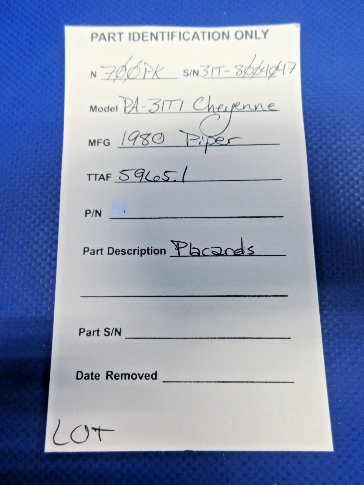 Piper PA-31T1 Cheyenne Placards LOT (0926-755)12