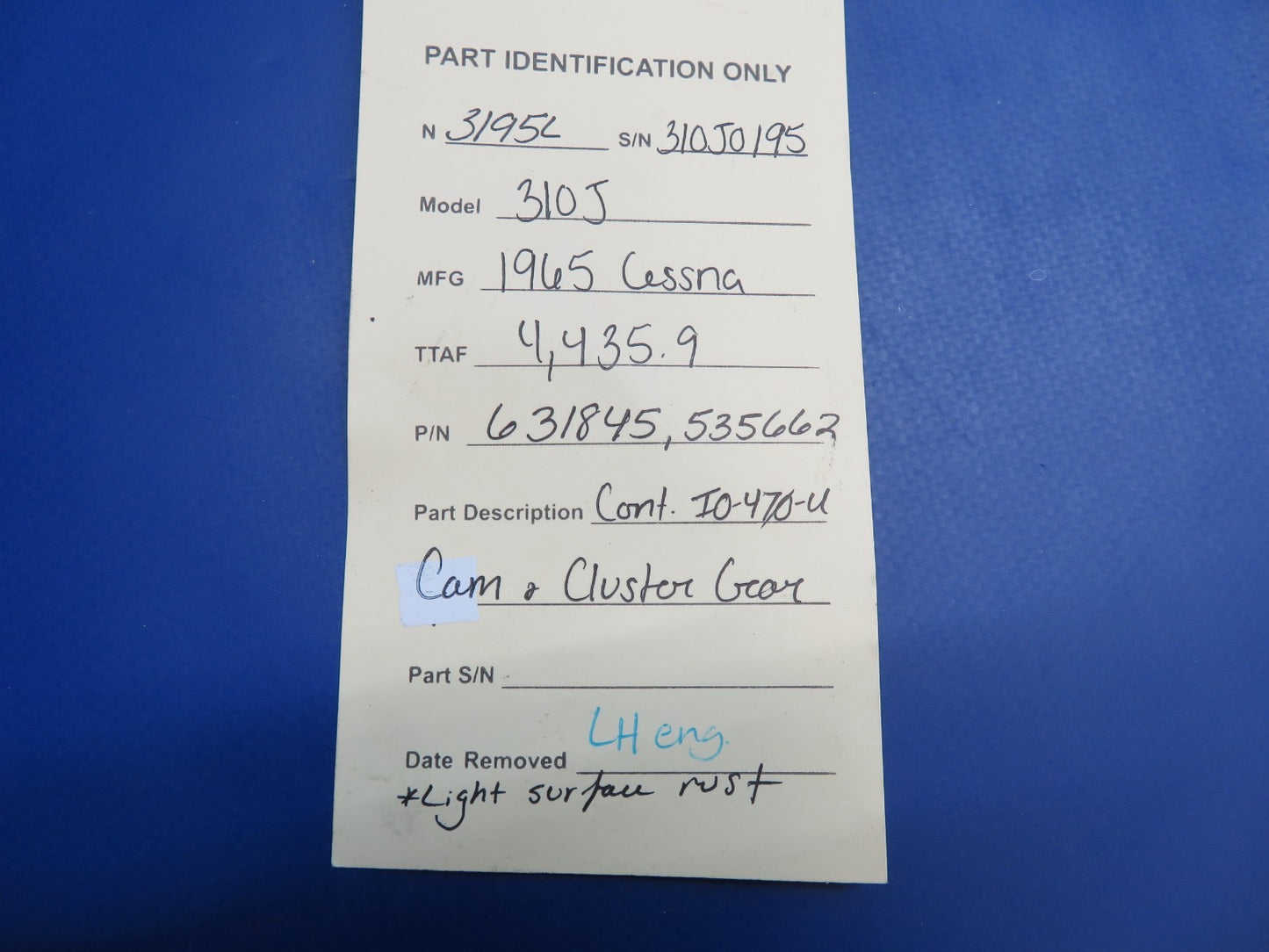 Continental IO-470-U Cam & Cluster Gear P/N 631845, 535662 (0326-1797)13