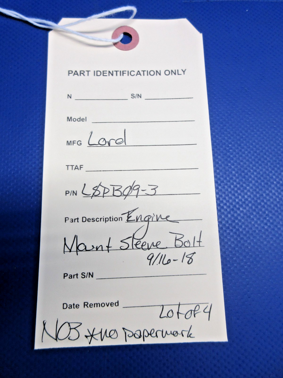 Lord Engine Mount Sleeve Bolt 9/16-18 P/N LSPB09-3 LOT OF 4 NOS (0426-847)14