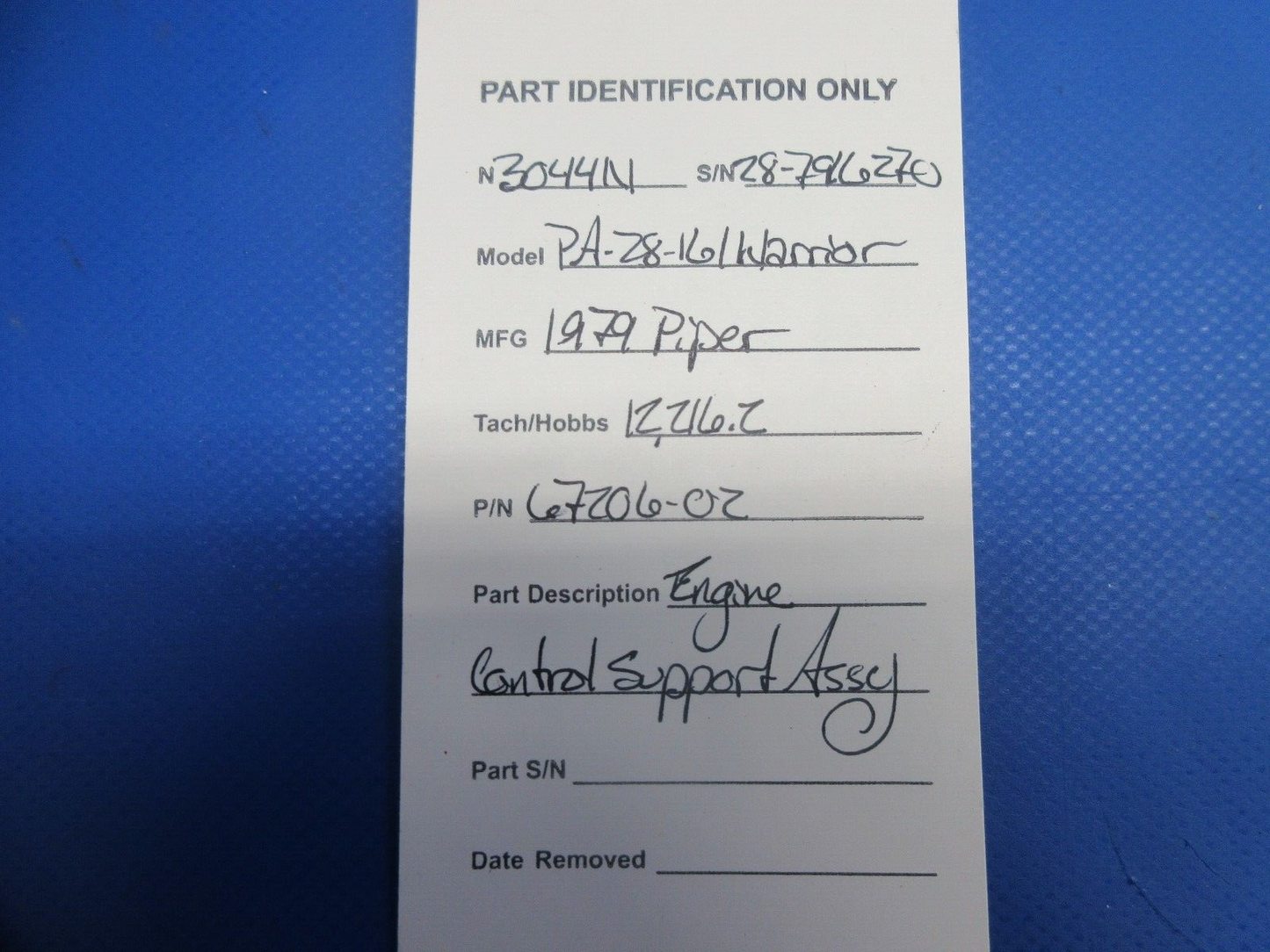 Piper PA-28-161 Warrior Engine Control Support Assy P/N 67206-02 (0824-1017)