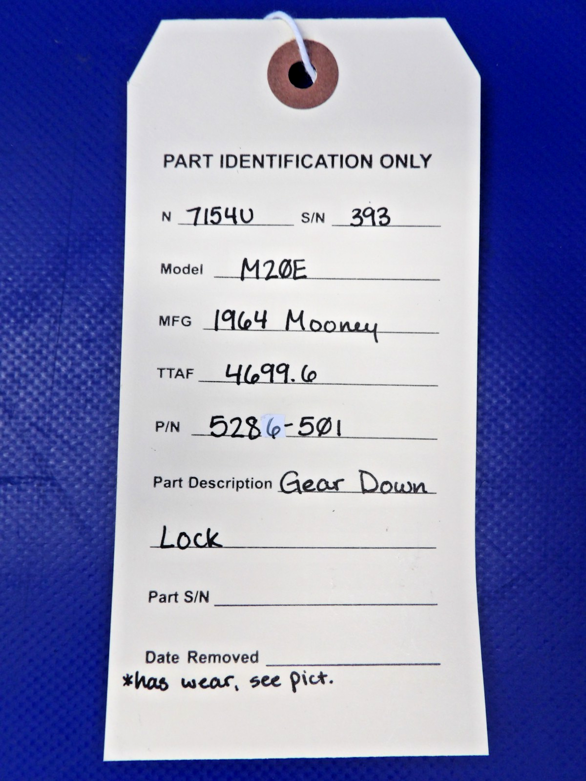 Mooney M20 / M20E Gear Down Lock P/N 5286-501 (0826-1326)9