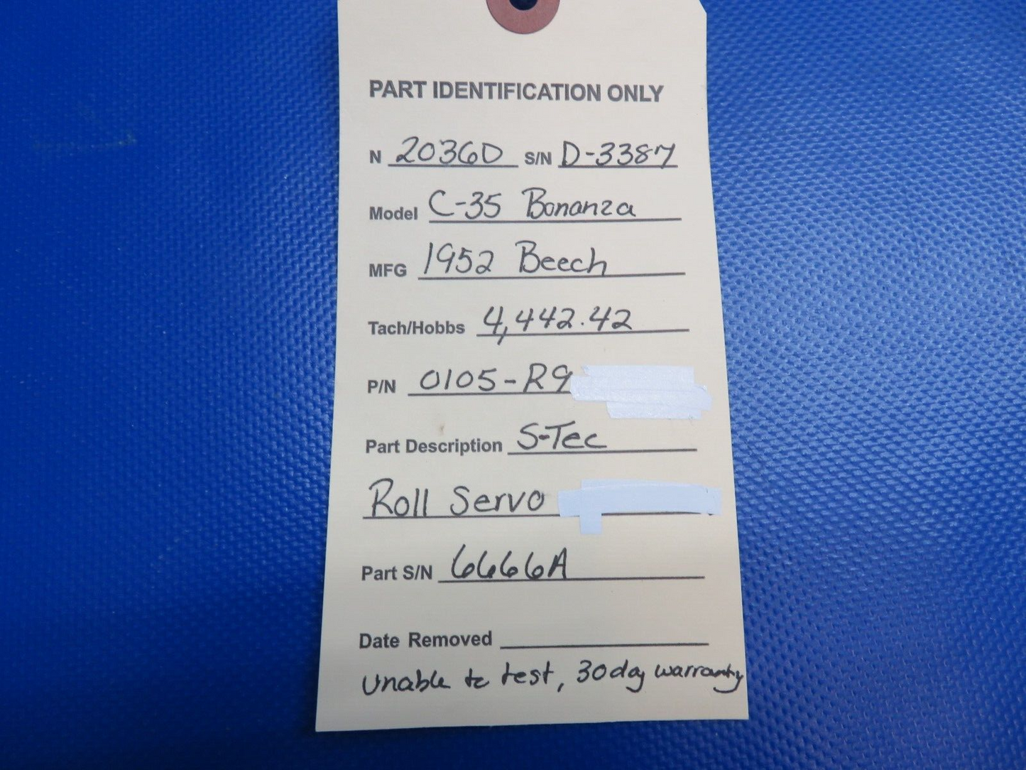 Beech C-35 Bonanza S-Tec Roll Servo P/N 0105-R9 WARRANTY (1122-893)