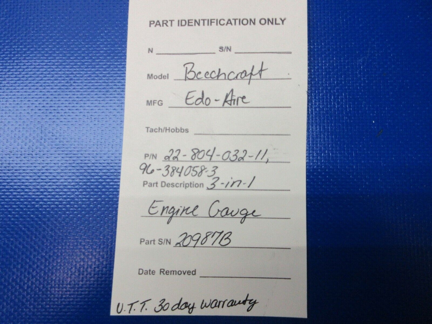 Edo-Aire Beechcraft 3-in-1 Engine Gauge P/N 22-804-032-11 (1224-1238)