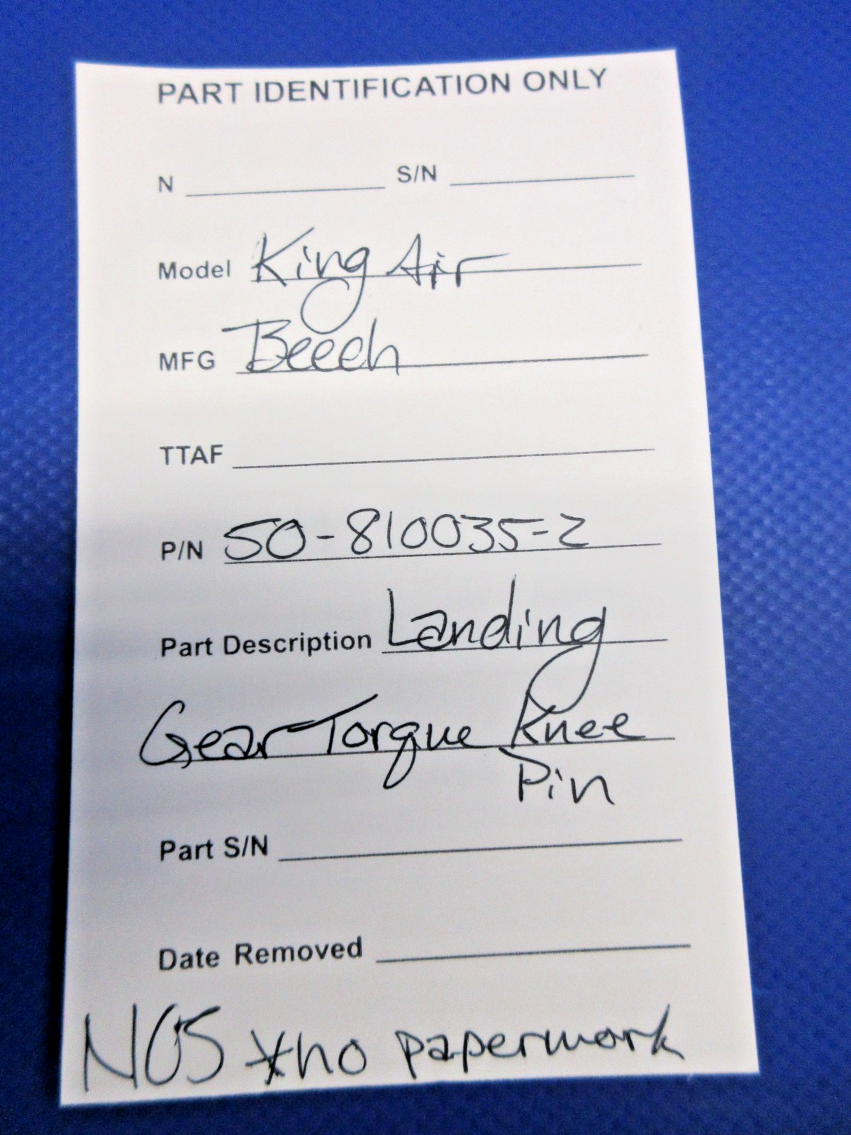 Beech King Air Landing Gear Torque Knee Pin P/N 50-810035-2 NOS (0326-903)15