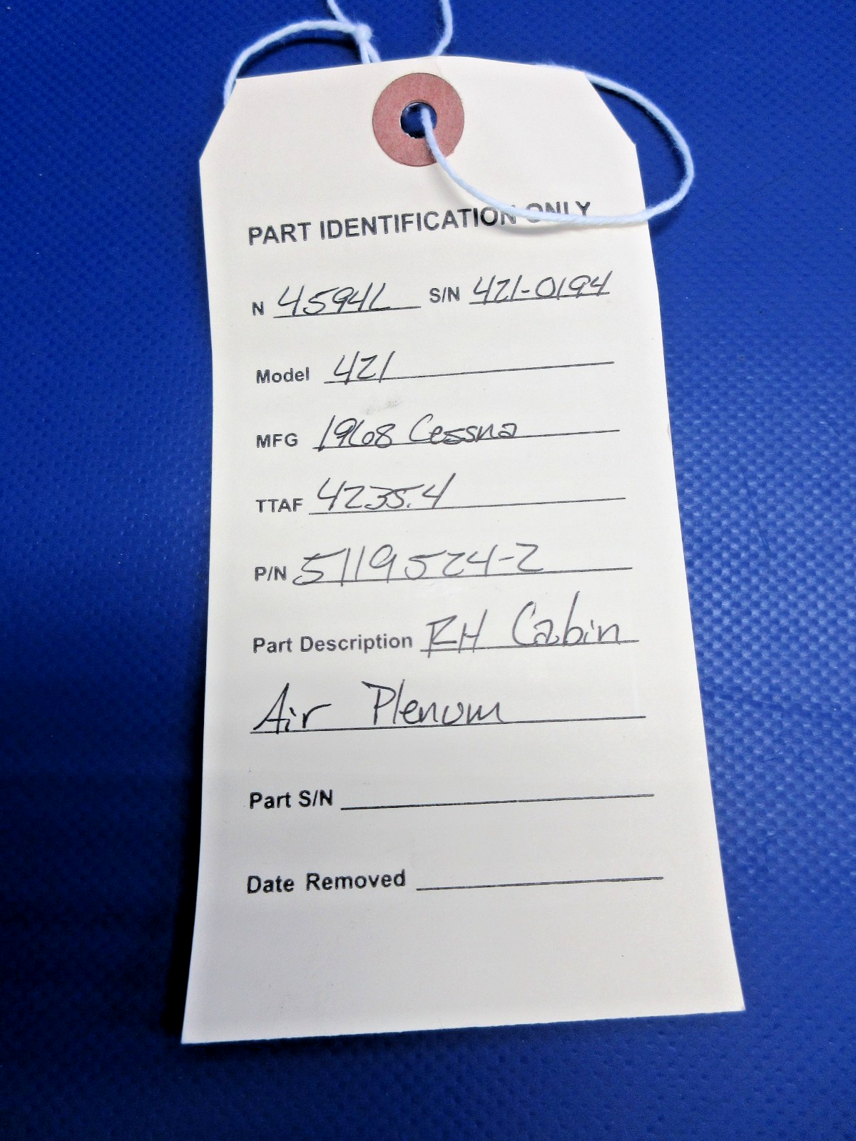 Cessna 421 RH Cabin Air Plenum P/N 5119524-2 (0726-742)10