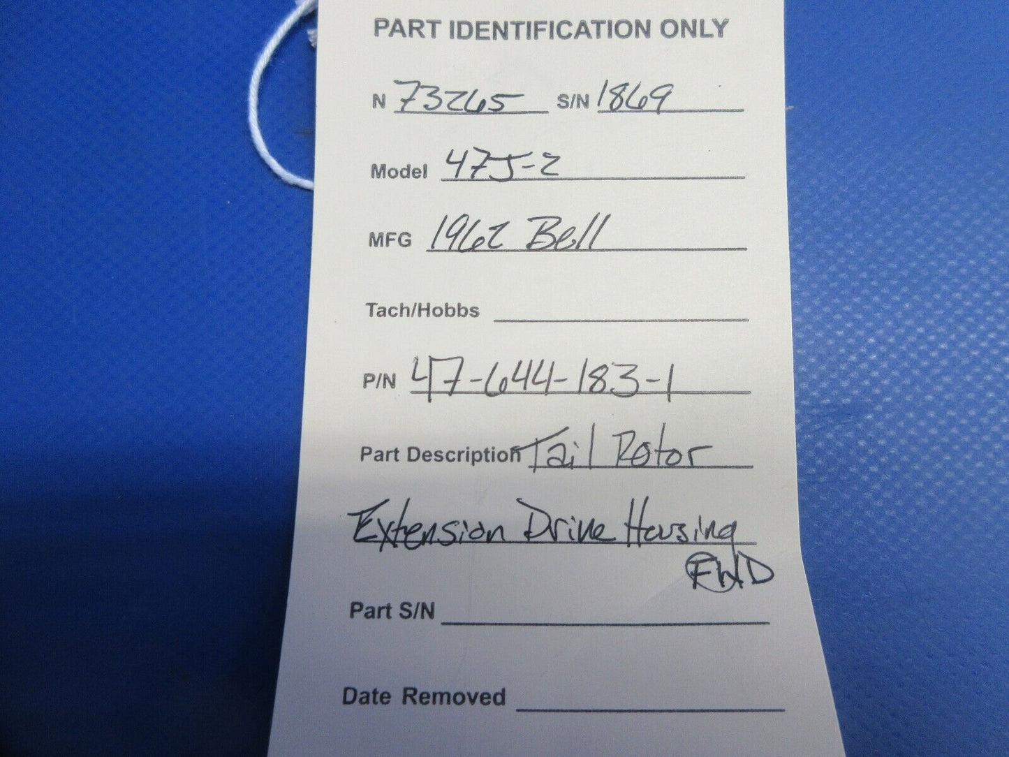Bell 47J-2 Tail Rotor Extension Drive Housing FWD P/N 47-644-183-1 (1124-880)