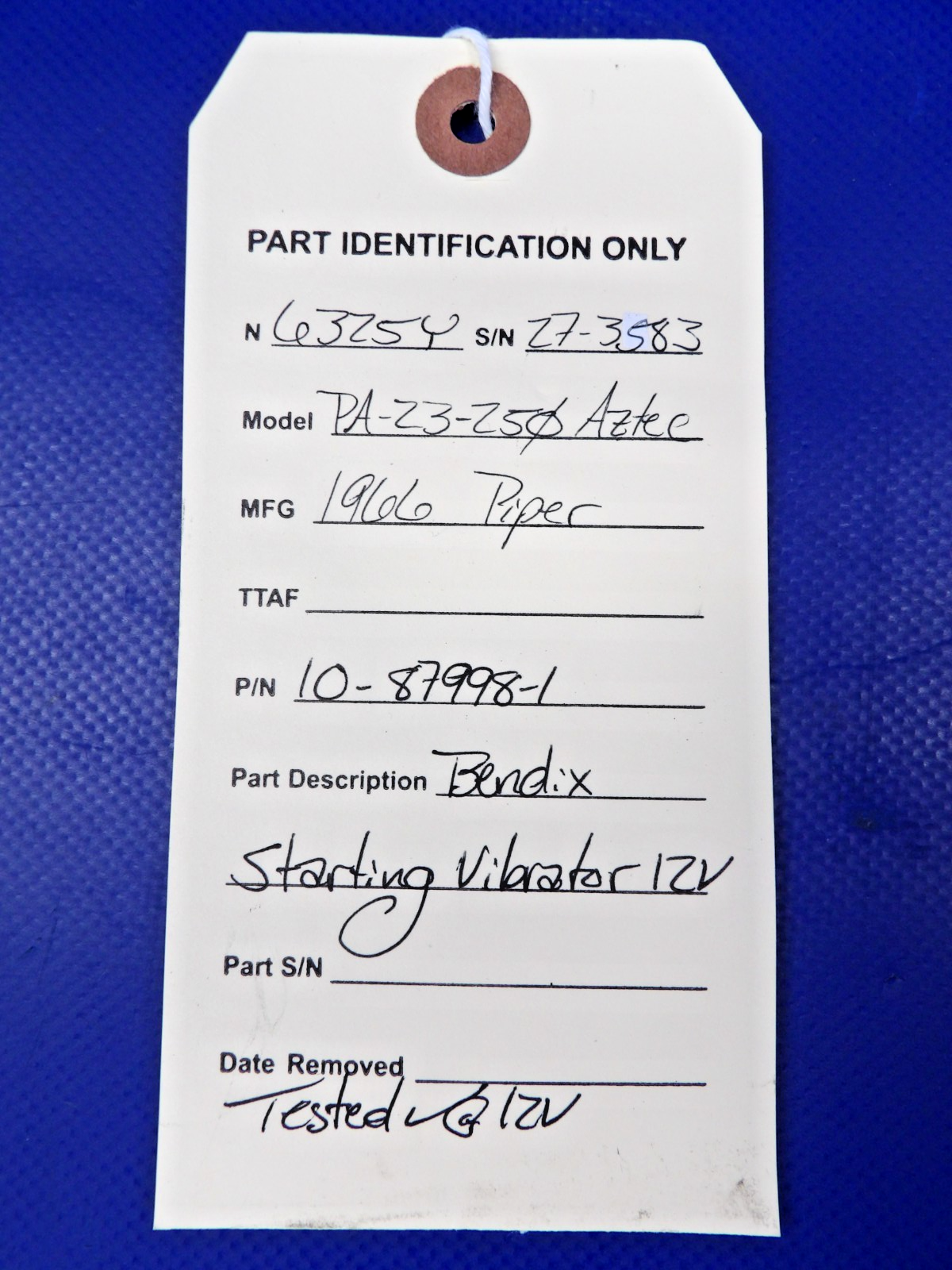 Piper Aztec Bendix Starting Vibrator 12V P/N 10-87998-1 TESTED (0626-1458)8