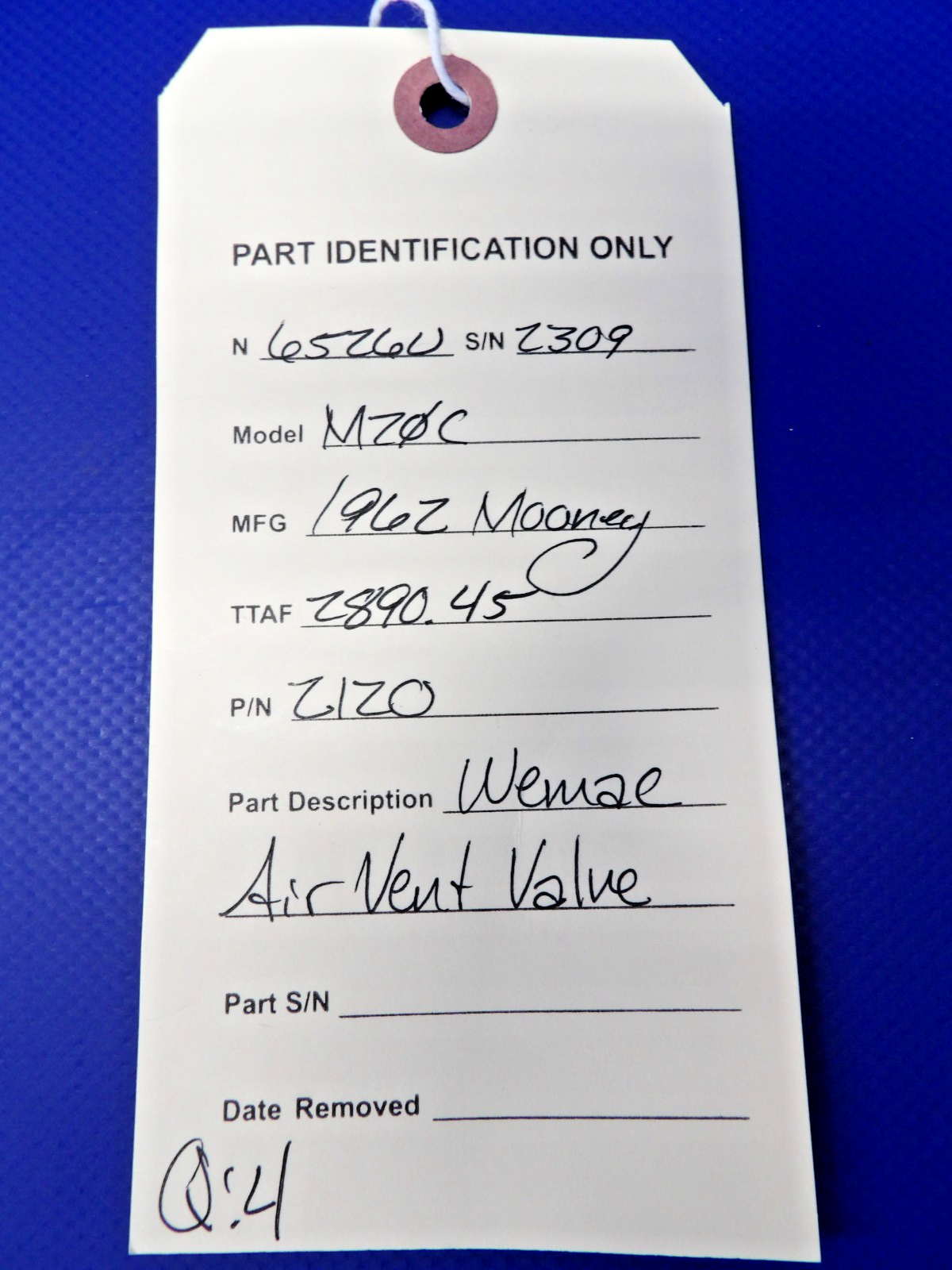 Mooney M20 / M20C Wemac Air Vent Valve P/N 2120 (0426-1446)11