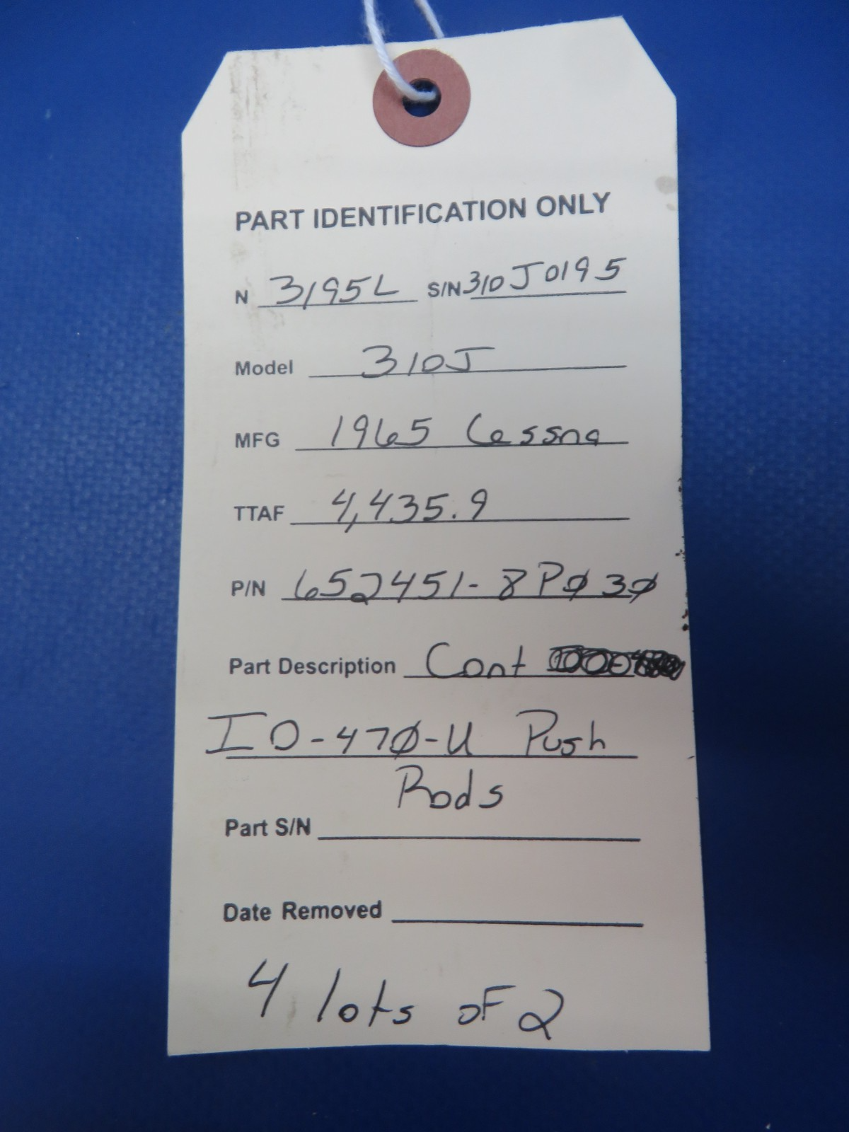 Continental IO-470-U Push Rods 62451-8-P030 LOT OF 2 (0426-150)15
