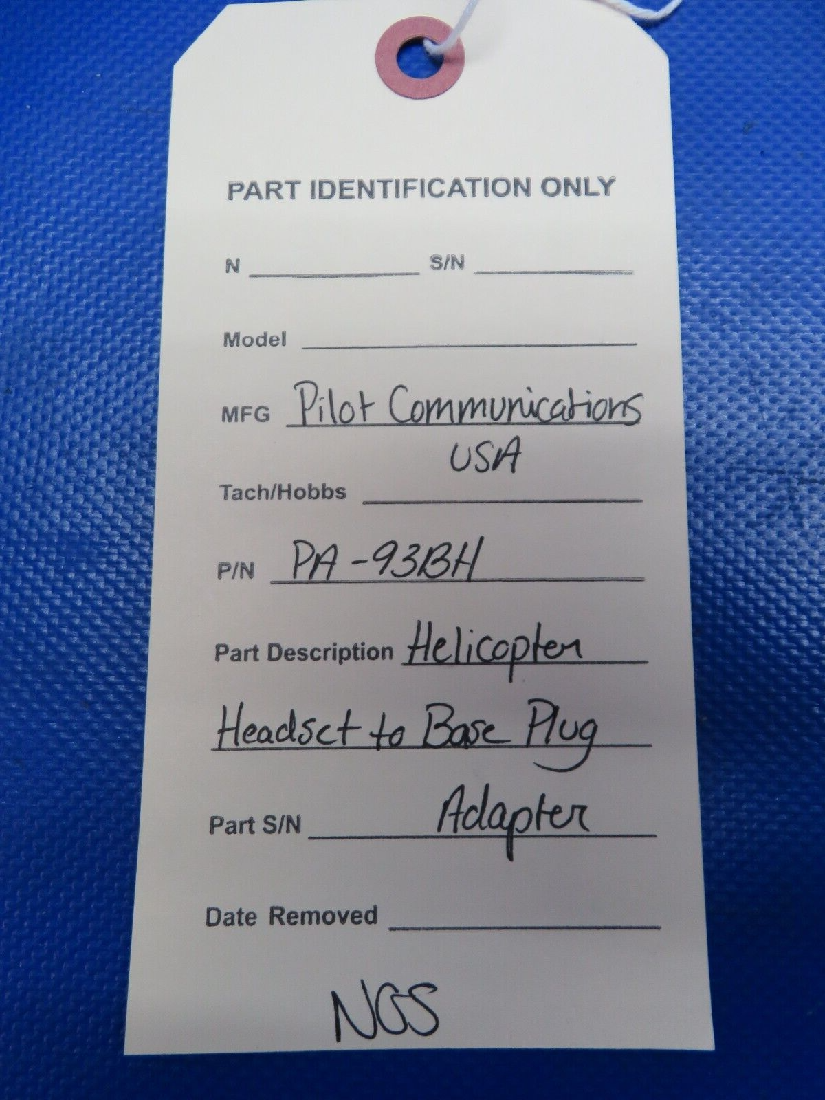 Pilot Comm USA Helicopter Headset To Base Plug Adapter PA93BH NOS (1024-258)