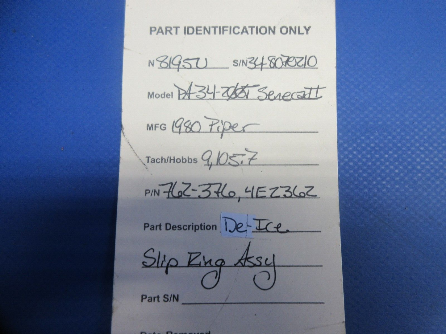 Piper PA-34-200T Seneca II De-Ice Slip Ring Assembly P/N 762-376 (0824-760)