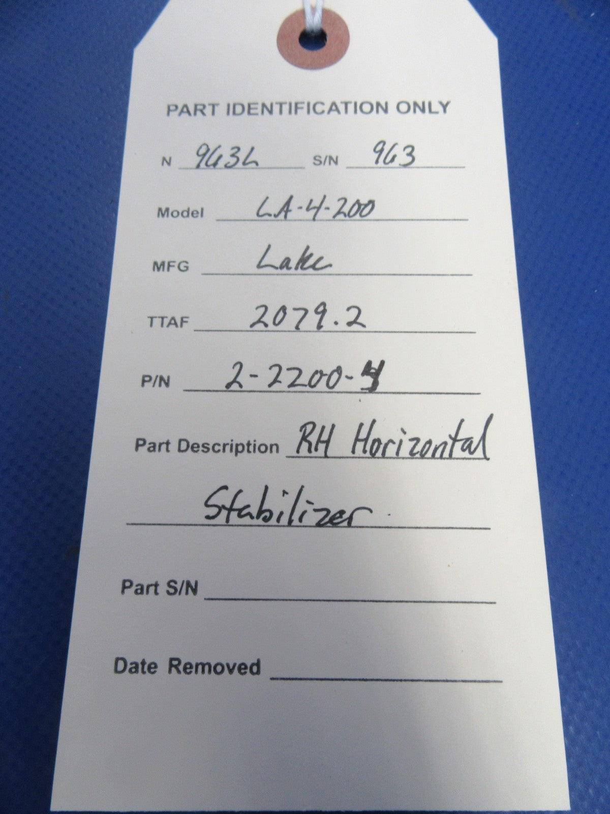Lake Aircraft LA-4-200 RH Horizontal Stabilizer P/N 2-2200-4 (0826-15)10