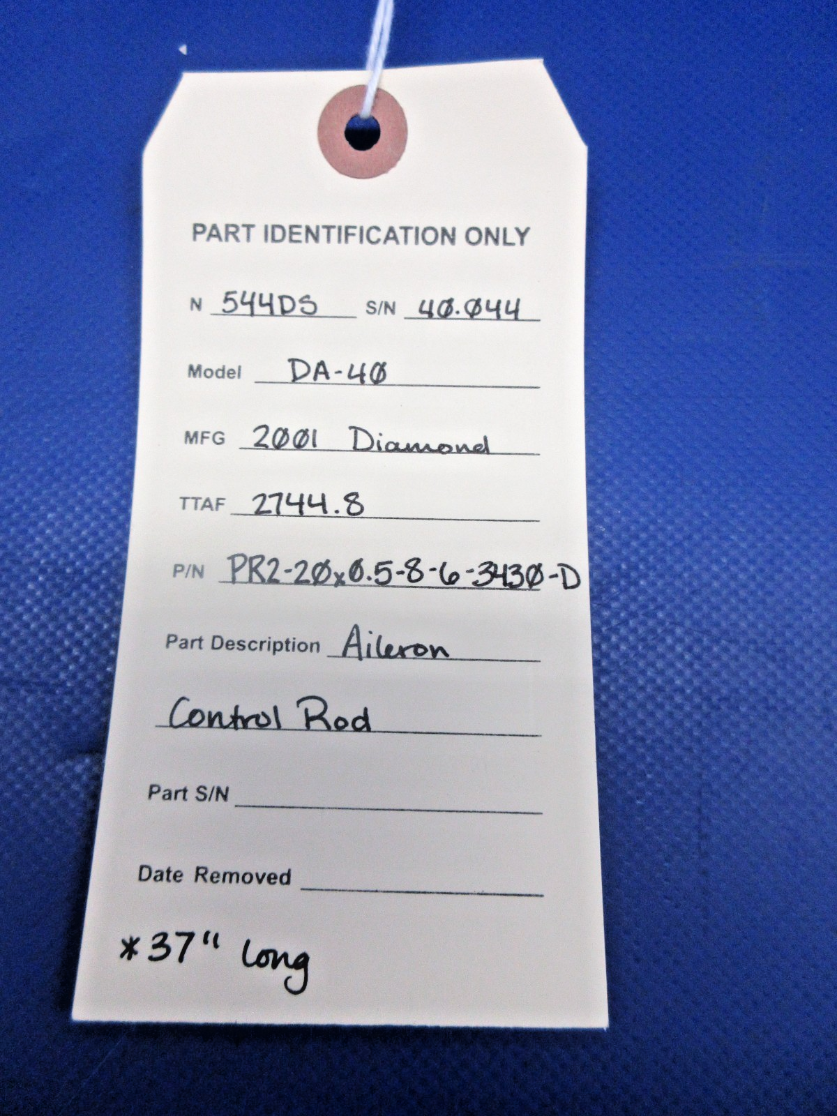 Diamond DA-40 Aileron Control Rod P/N PR2-20X0.5-8-6-3430-D (0726-2118)9