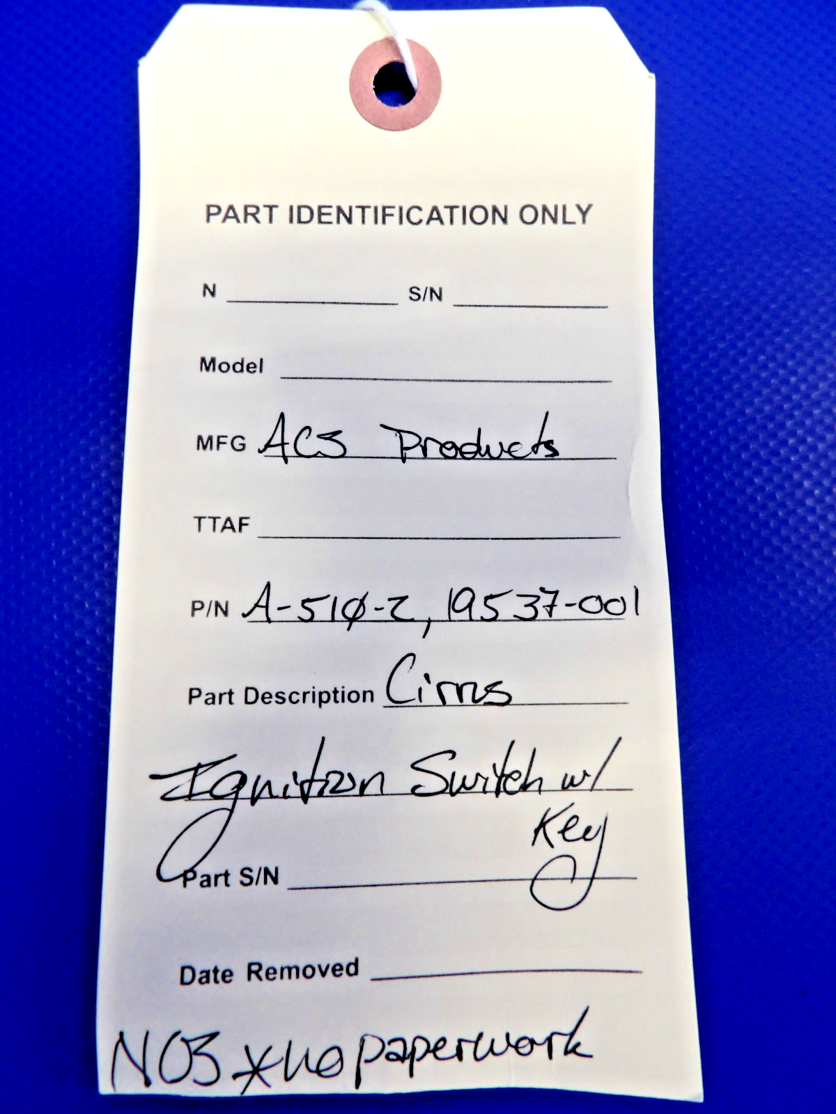 ACS Products Cirrus Ignition Switch w/ Key P/N A-510-2 NOS (0426-1376)17