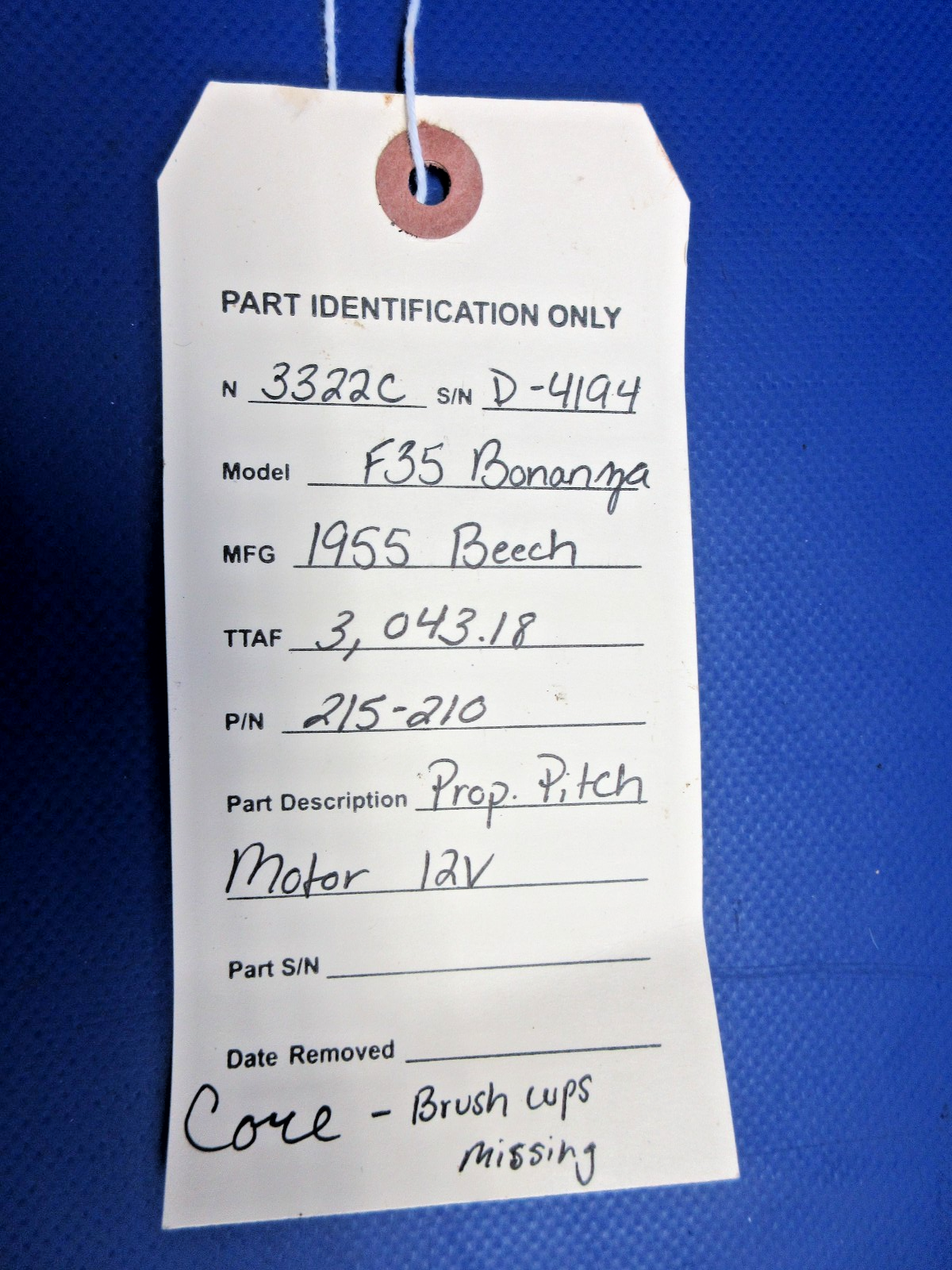 Beech F35 Bonanza Propeller Pitch Motor 12V P/N 215-210 CORE (0626-724)8