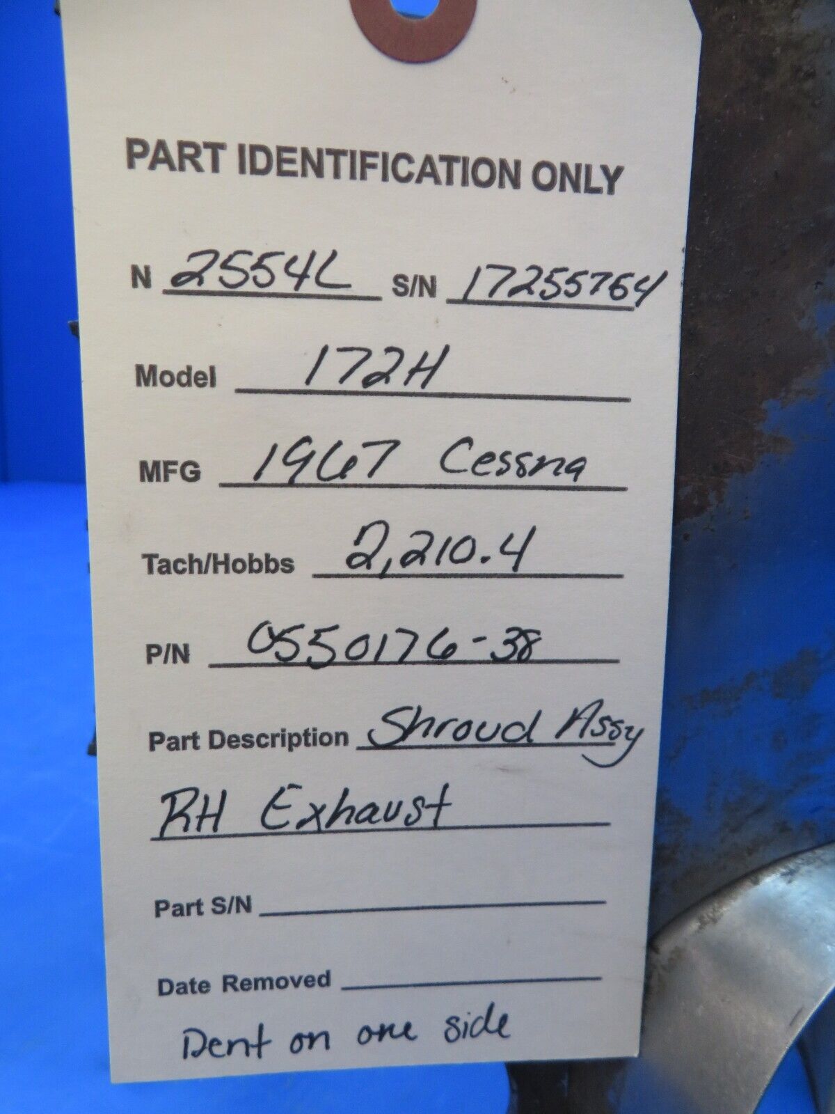 Cessna 172 / 172H Shroud Assy RH Exhaust P/N 0550176-38 (1123-257)