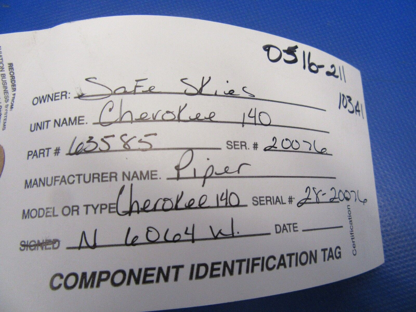 Piper Cherokee 140 Stabilator Tab LH 63585-000 & 63585-803 Repaired (0516-211)