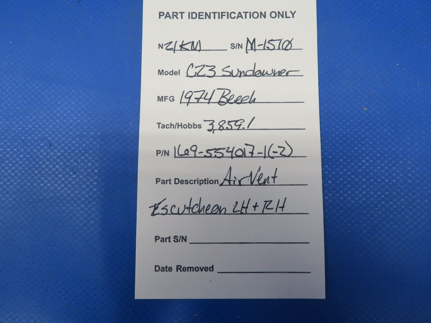 Beech C23 Sundowner Air Vent Escutcheon LH & RH P/N 169-554017-1 & -2 (0724-822)
