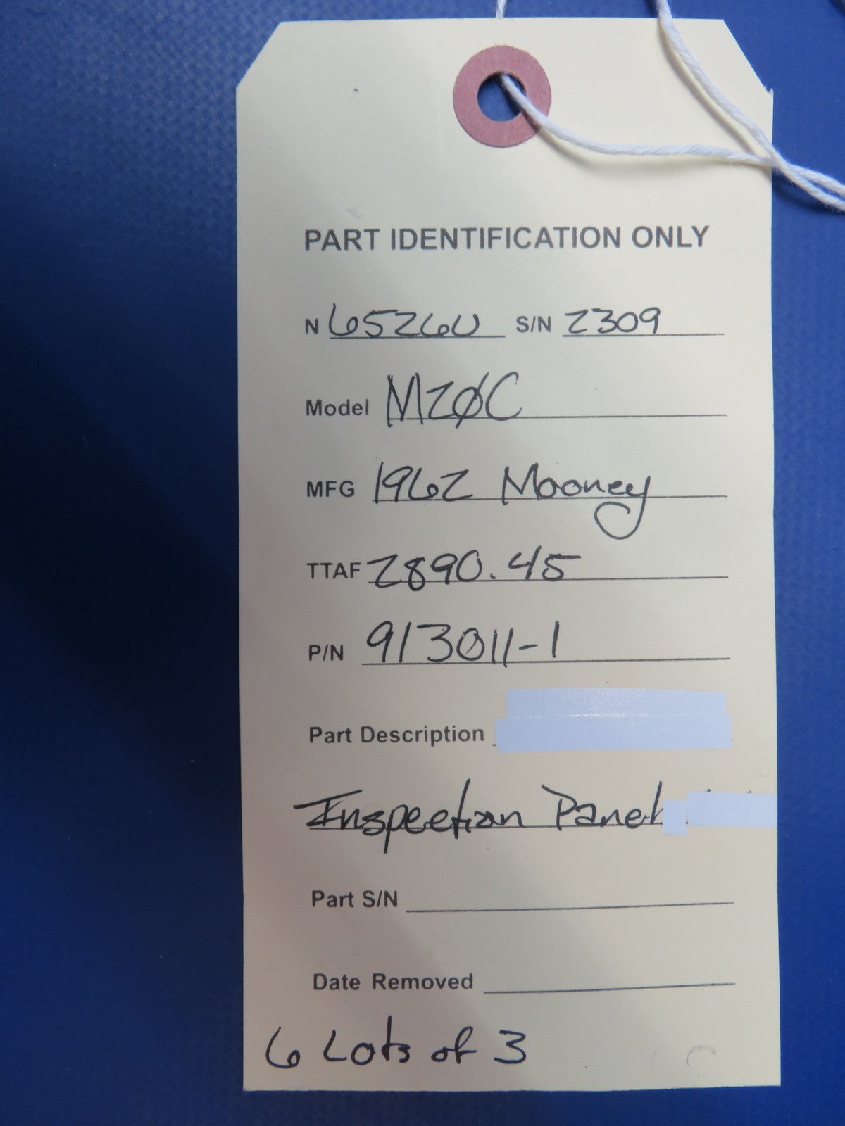 Mooney M20 / M20C Inspection Panel P/N 913011-1 LOT OF 3 (0426-929)9