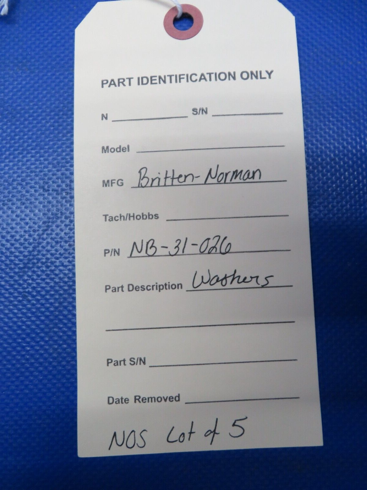 Britten - Norman Washers P/N NB-31-026 LOT OF 5 NOS (1024-247)