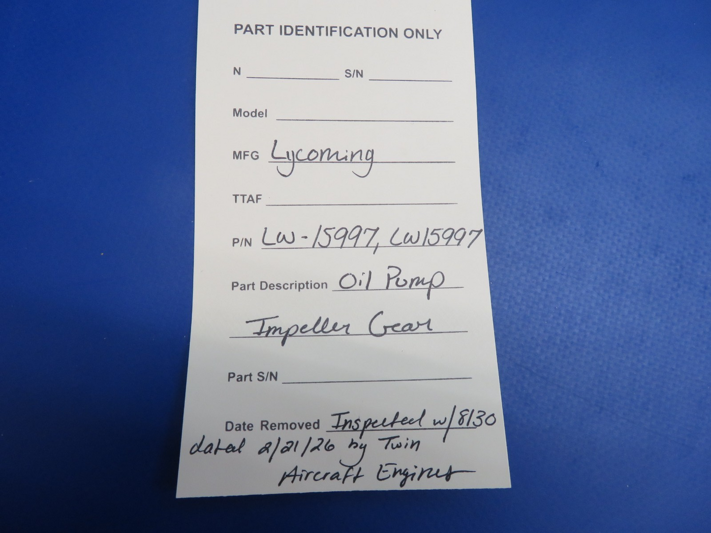Lycoming Oil Pump Impeller Gear P/N LW-15997 Inspected w/ 8130 (0326-1708)11