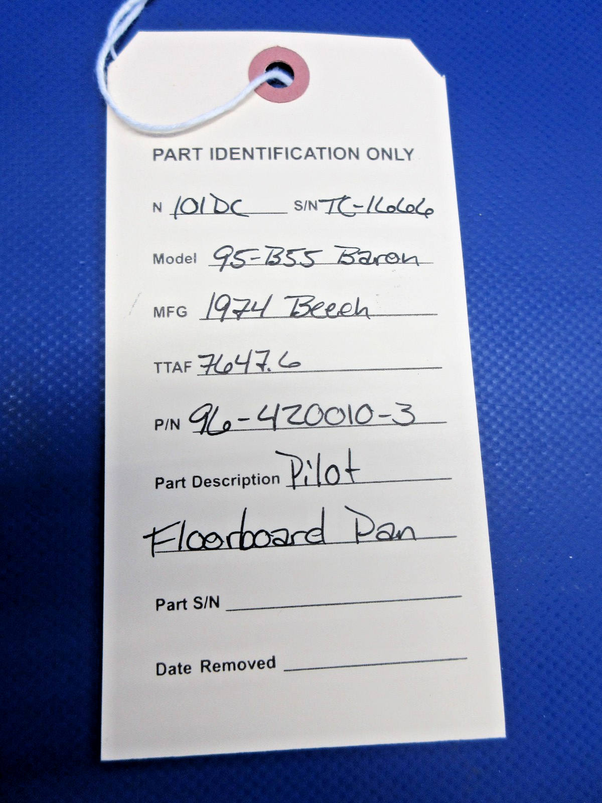 Beech 95-B55 Baron Pilot Floorboard Pan P/N 96-420010-3 (0526-760)14