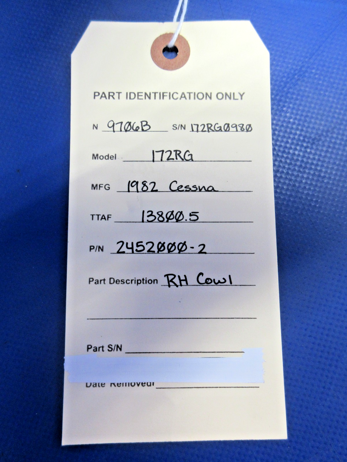 Cessna 172RG Cutlass RH Cowl P/N 2452000-2 (0826-801)12