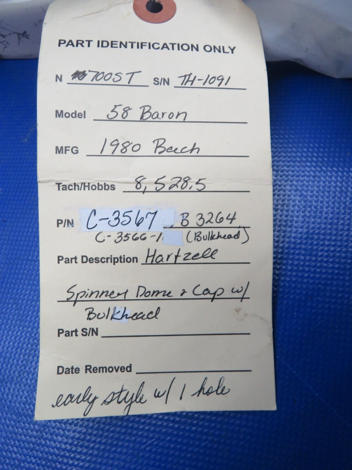 Beech 58 Baron Hartzell Spinner Dome & Cap w/ Bulkhead P/N C3567 (0322-05)18