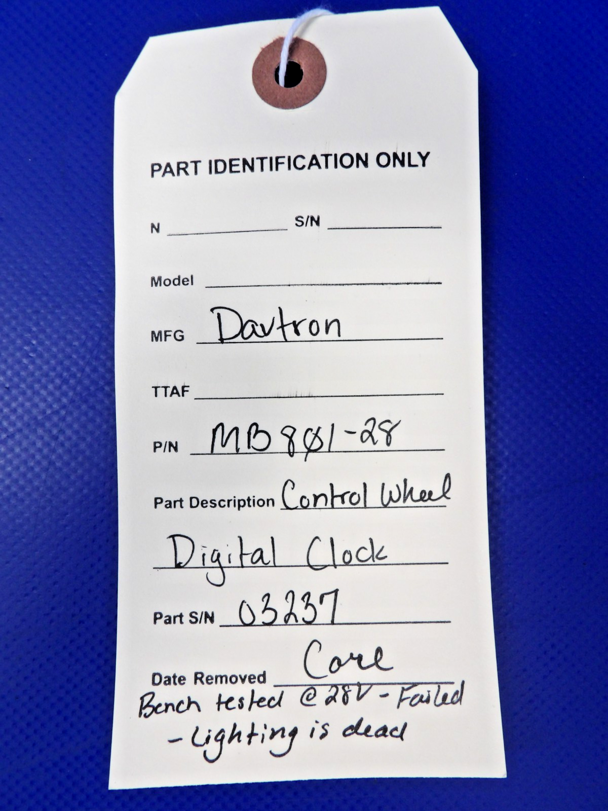 Beech Dual Yoke / Davtron Digital Clock P/N MB801-28 CORE (0626-1510)8