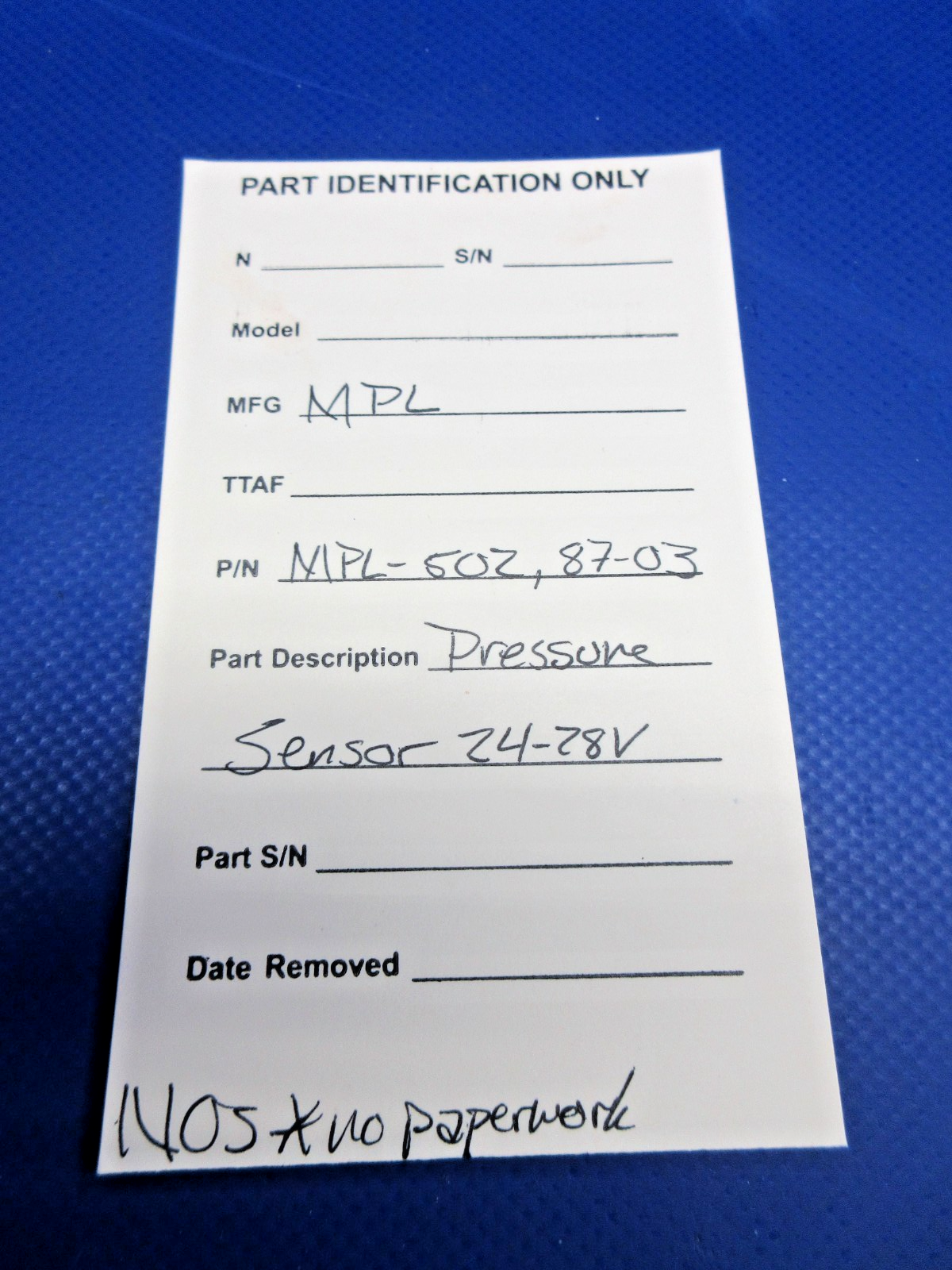 MPL Pressure Sensor 24-28V P/N MPL-502 NOS (0626-877)9