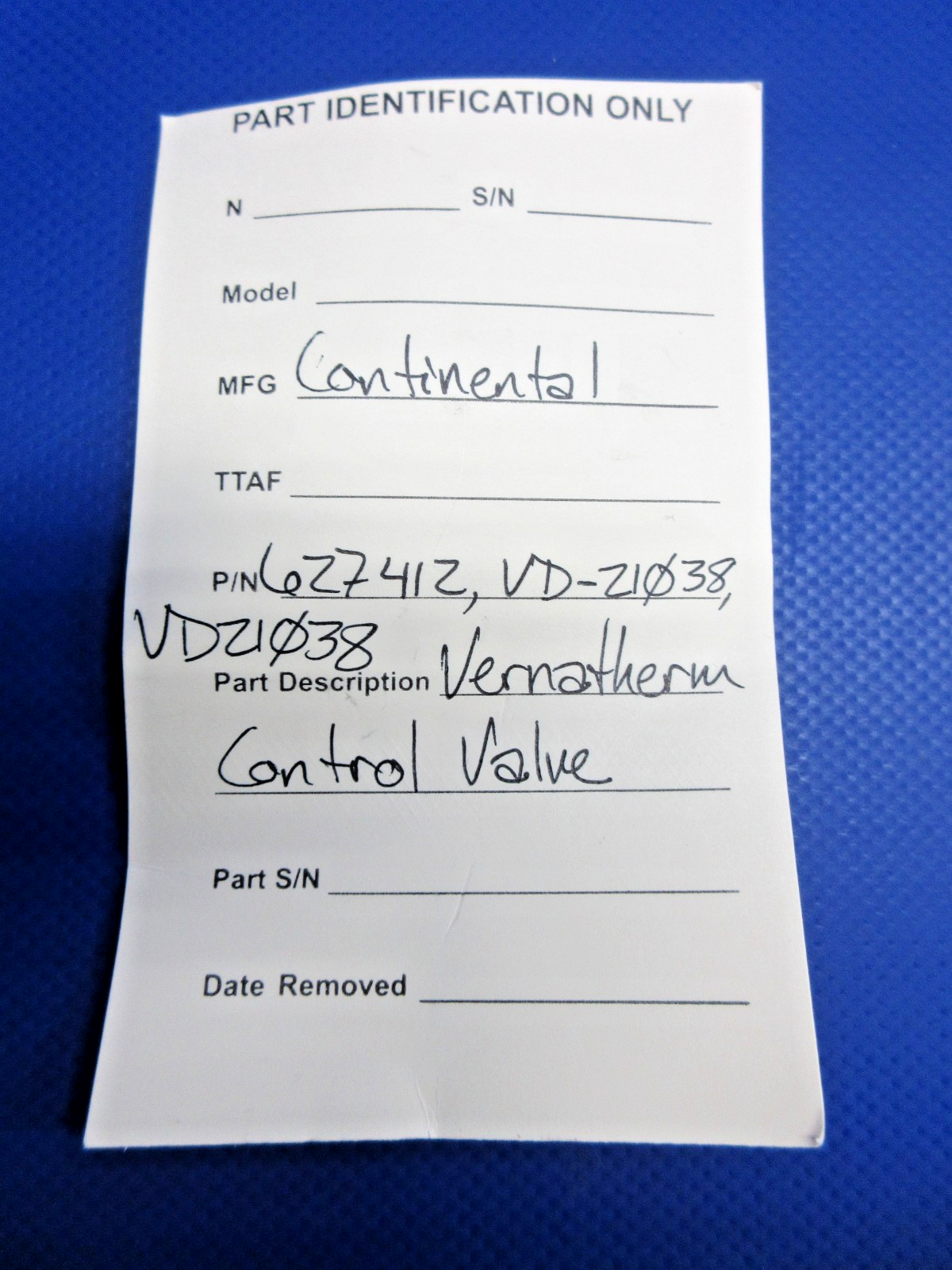 Continental Vernatherm Control Valve P/N 627412 (0226-1022)8