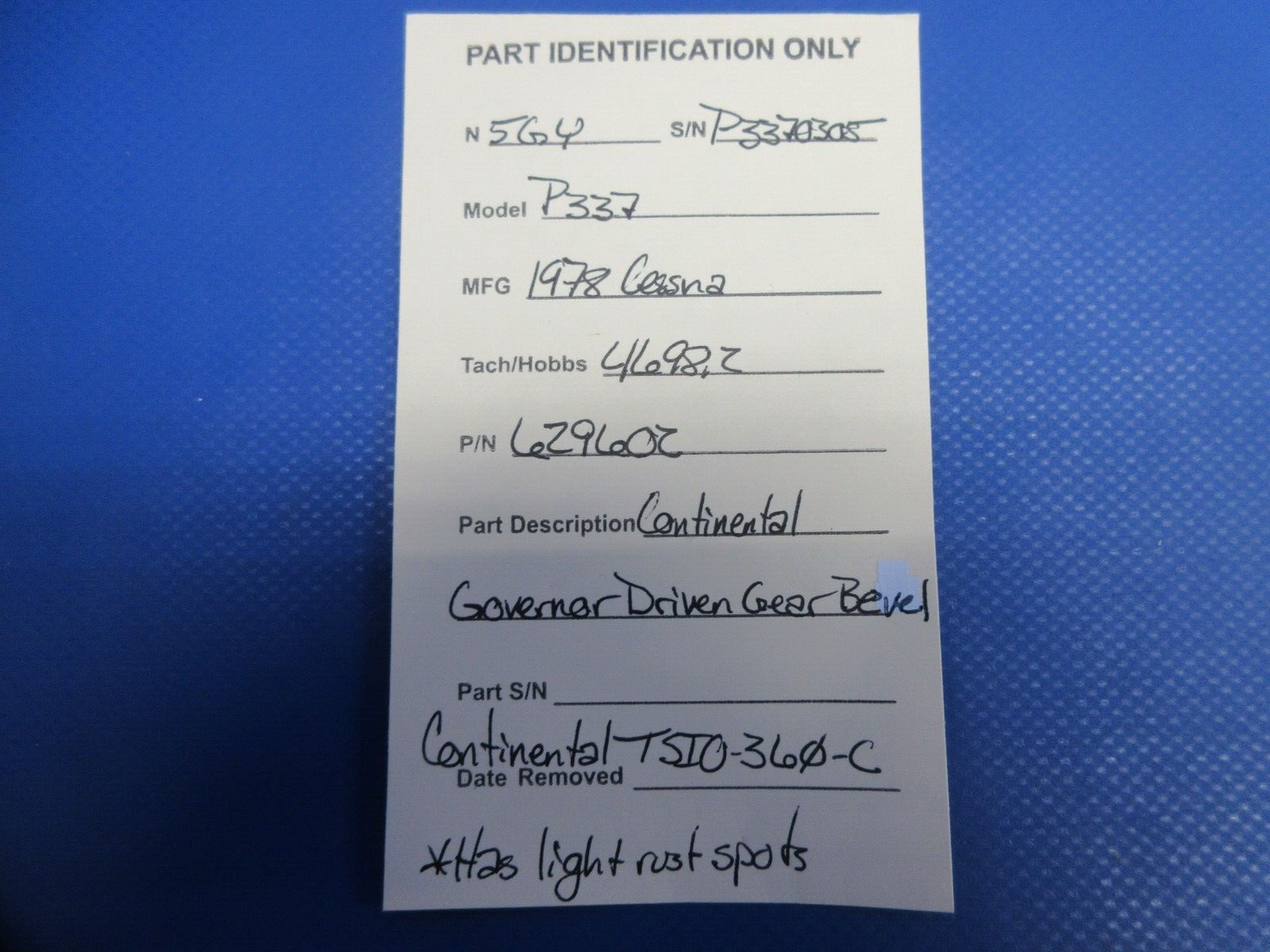 Continental TSIO-360-C Governor Driven Gear Bevel P/N 629602 (0824-883)