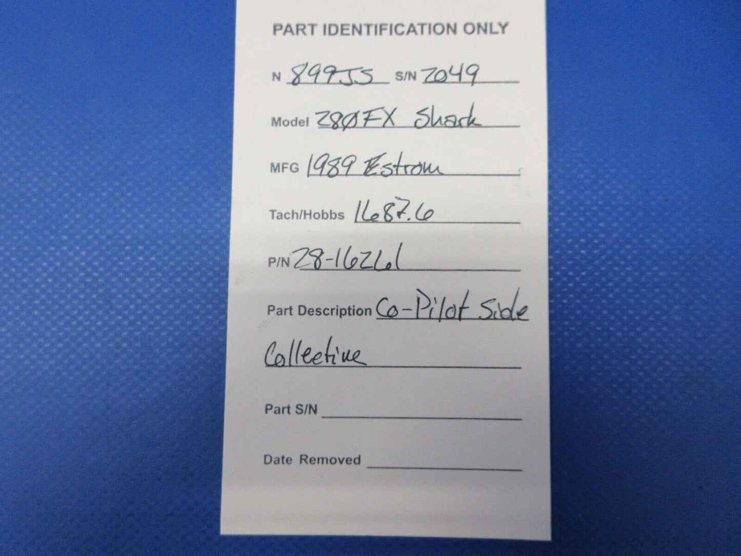 Enstrom 280FX Helicopter Co-Pilot Side Collective P/N 28-16261 (1124-2009)