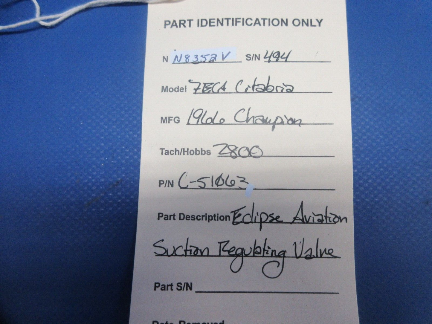 Champion 7ECA Citabria Eclipse Aviation Suction Regulating C-51063 (0824-721)