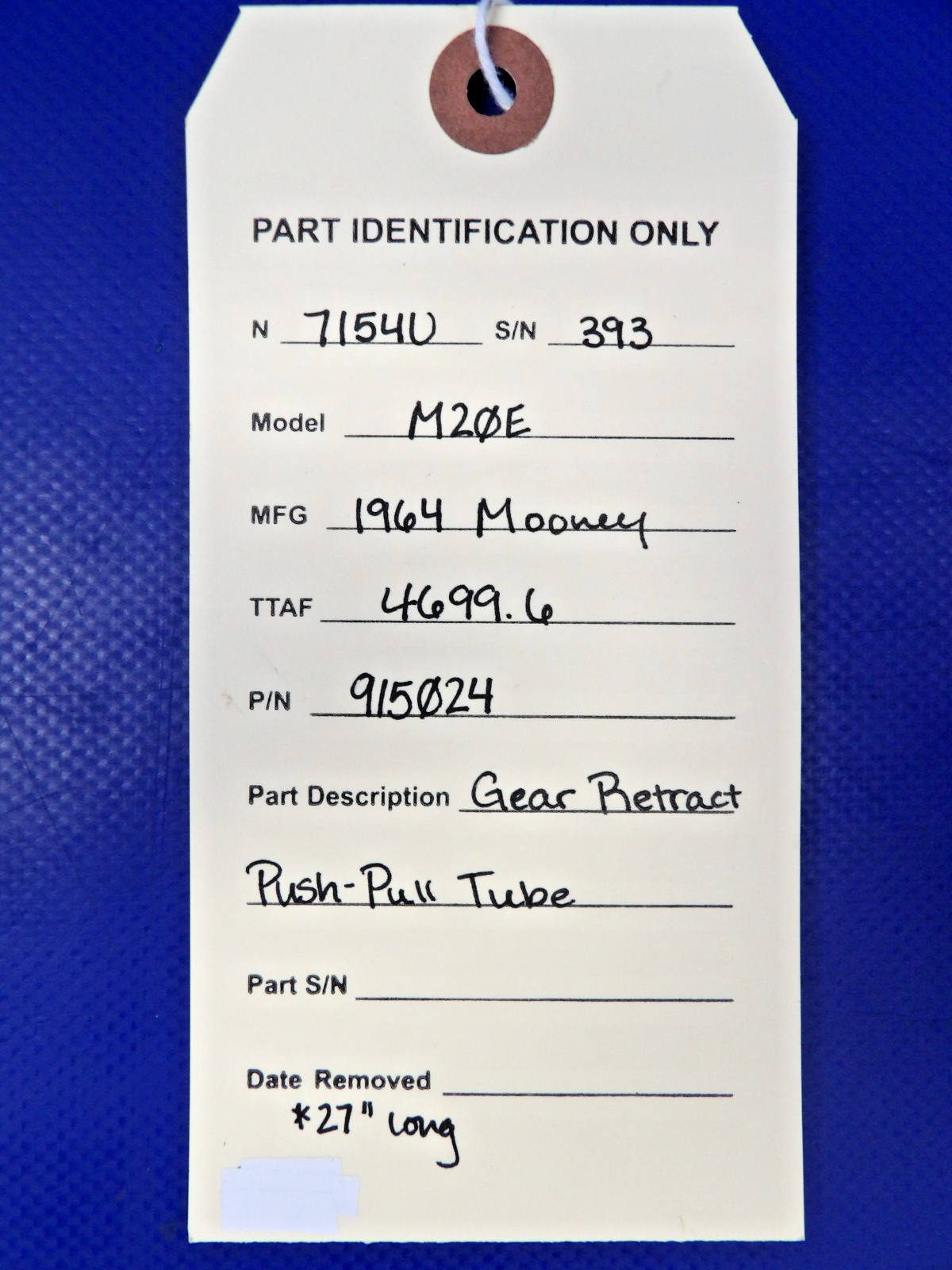 Mooney M20 / M20E Gear Retract Push-Pull Tube P/N 915024 (0826-1299)9
