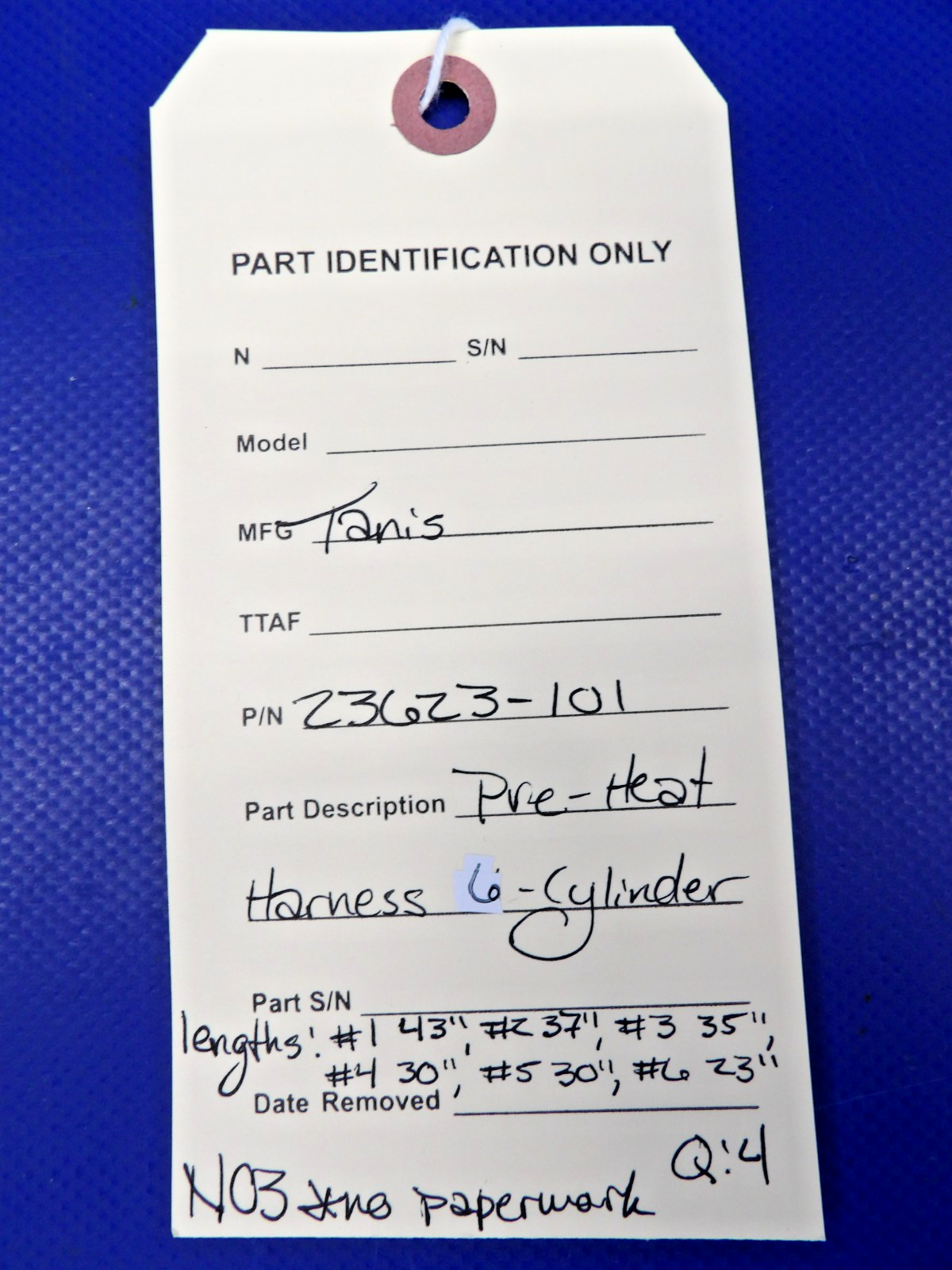 Tanis Pre-Heat Harness 6 Cylinder P/N 23623-101 NOS (0426-1367)10