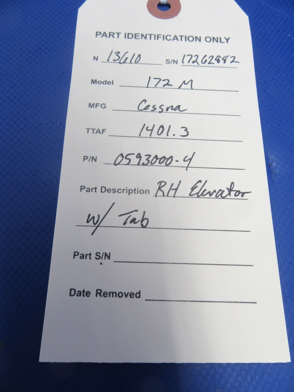 Cessna 172 / 172M Skyhawk RH Elevator w/ Tab P/N 0593000-4 (0626-16)15