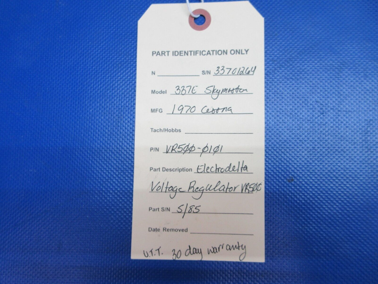 Cessna 337E Electrodelta Voltage Regulator P/N VR500-0101 WARRANTY (0924-1303)