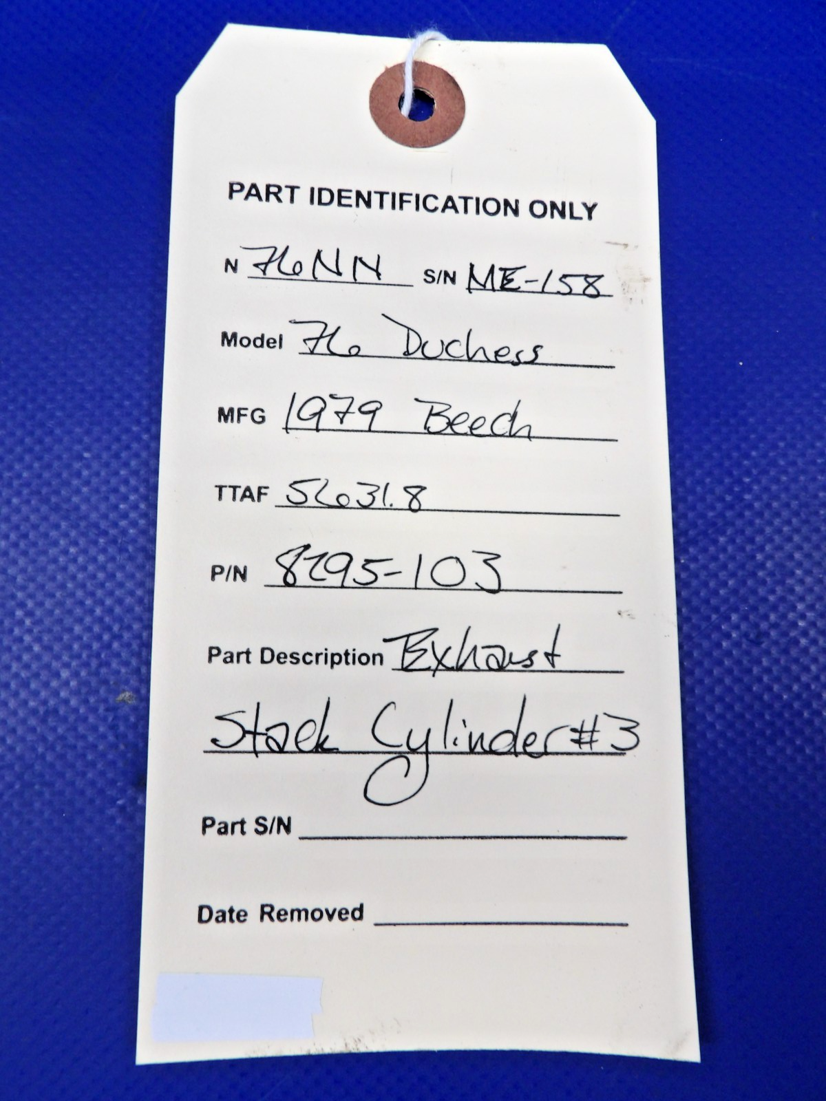 Beech 76 Duchess Exhaust Stack Cylinder #3 P/N 8295-103 (0526-1320)9