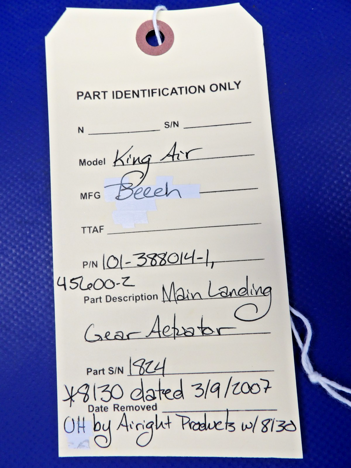 Beech King Air Main Landing Gear Actuator w/ 8130 45600-2 OVERHAUL (0426-1366)12