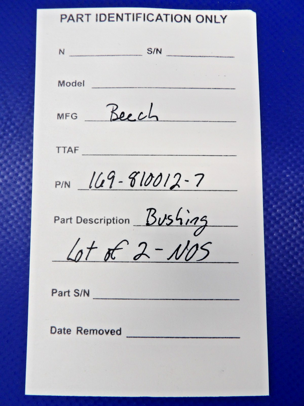 Beech Bushing P/N 169-810012-7 LOT OF 2 NOS (0526-1390)9